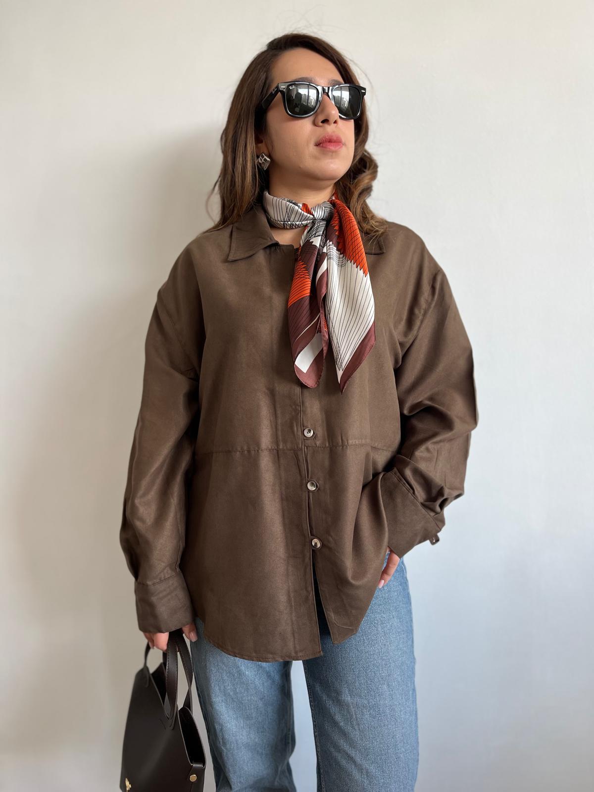 Nubuk Kumaş Haki Gömlek