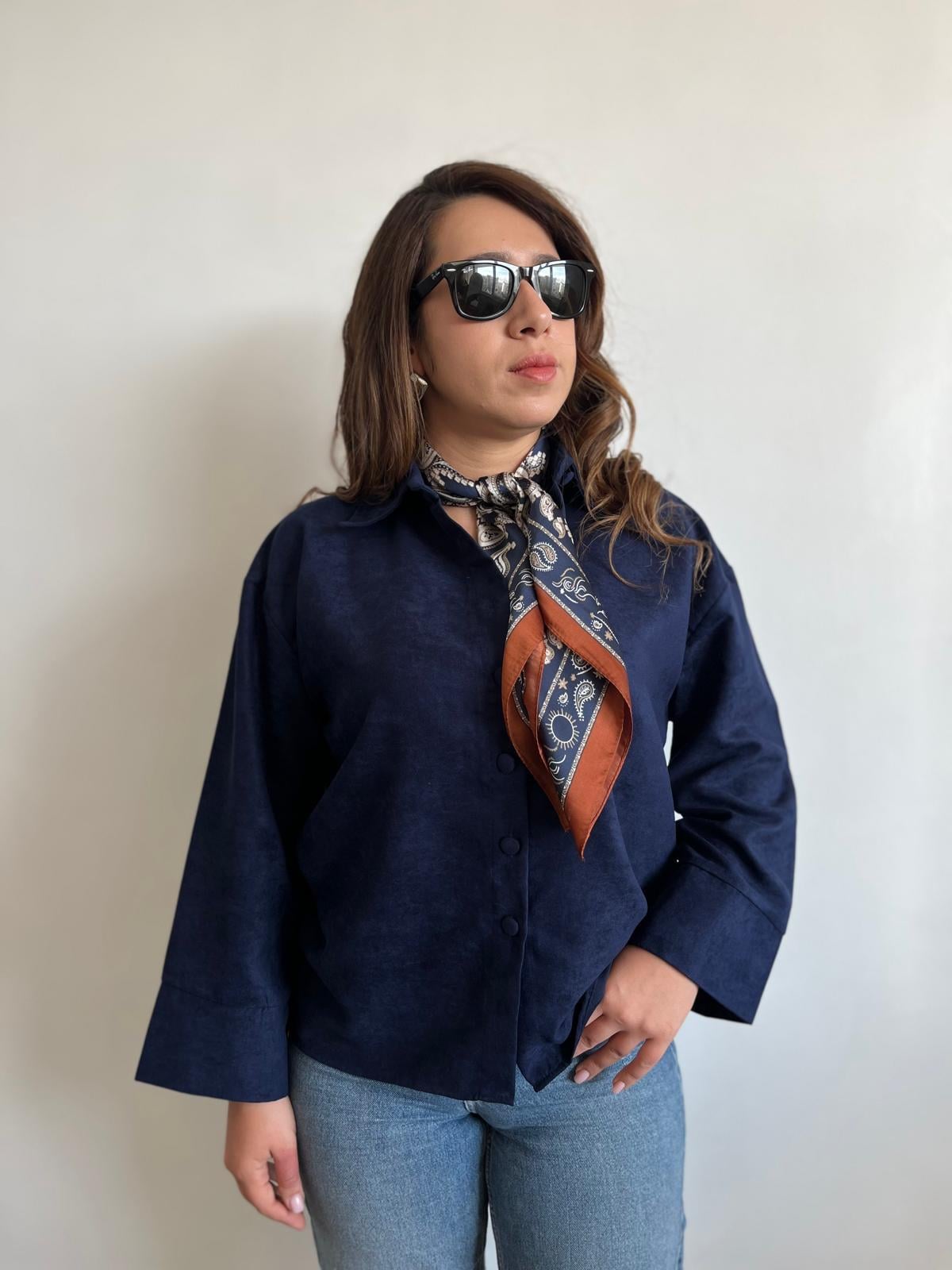 Nubuk Kumaş Lacivert Gömlek