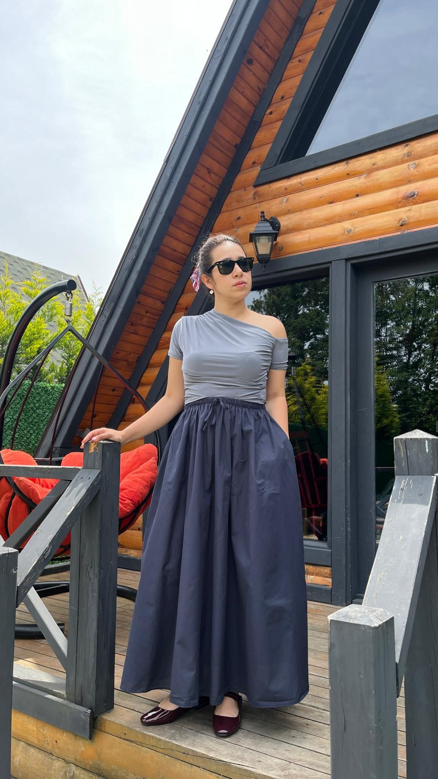 Omuz Detay Likralı Bluz