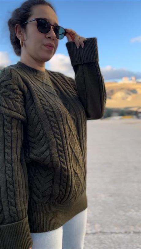 Örgü Desen Uzun Kadın Kazak