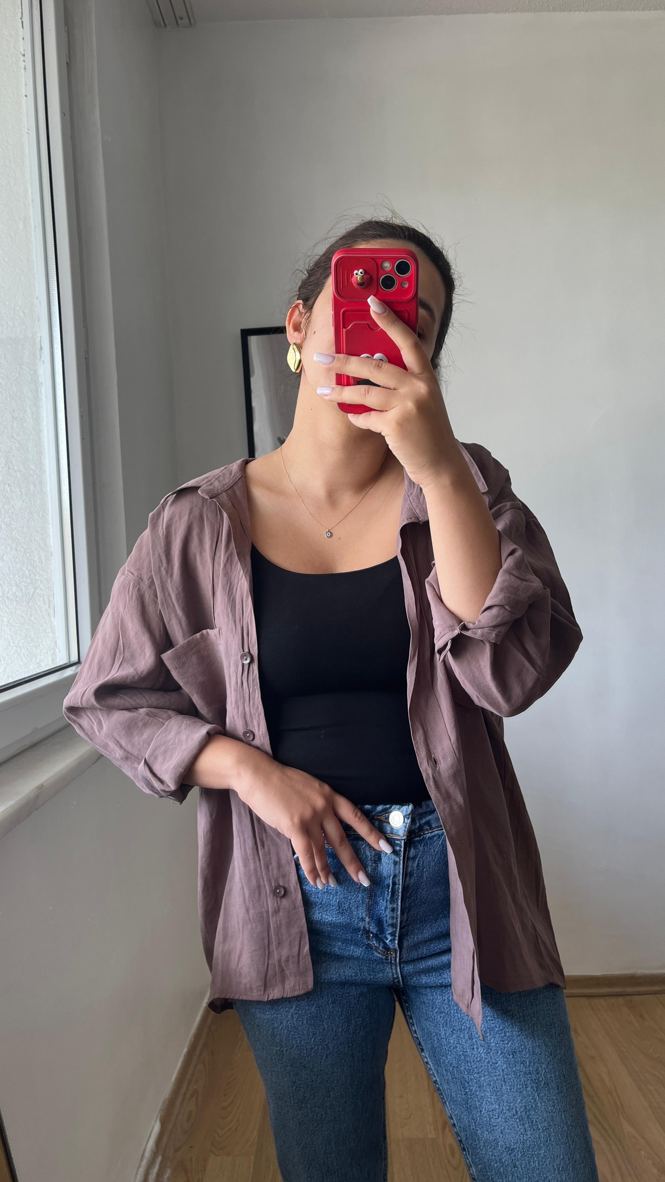 Oversize Keten Karışımlı Kadın Gömlek · 13