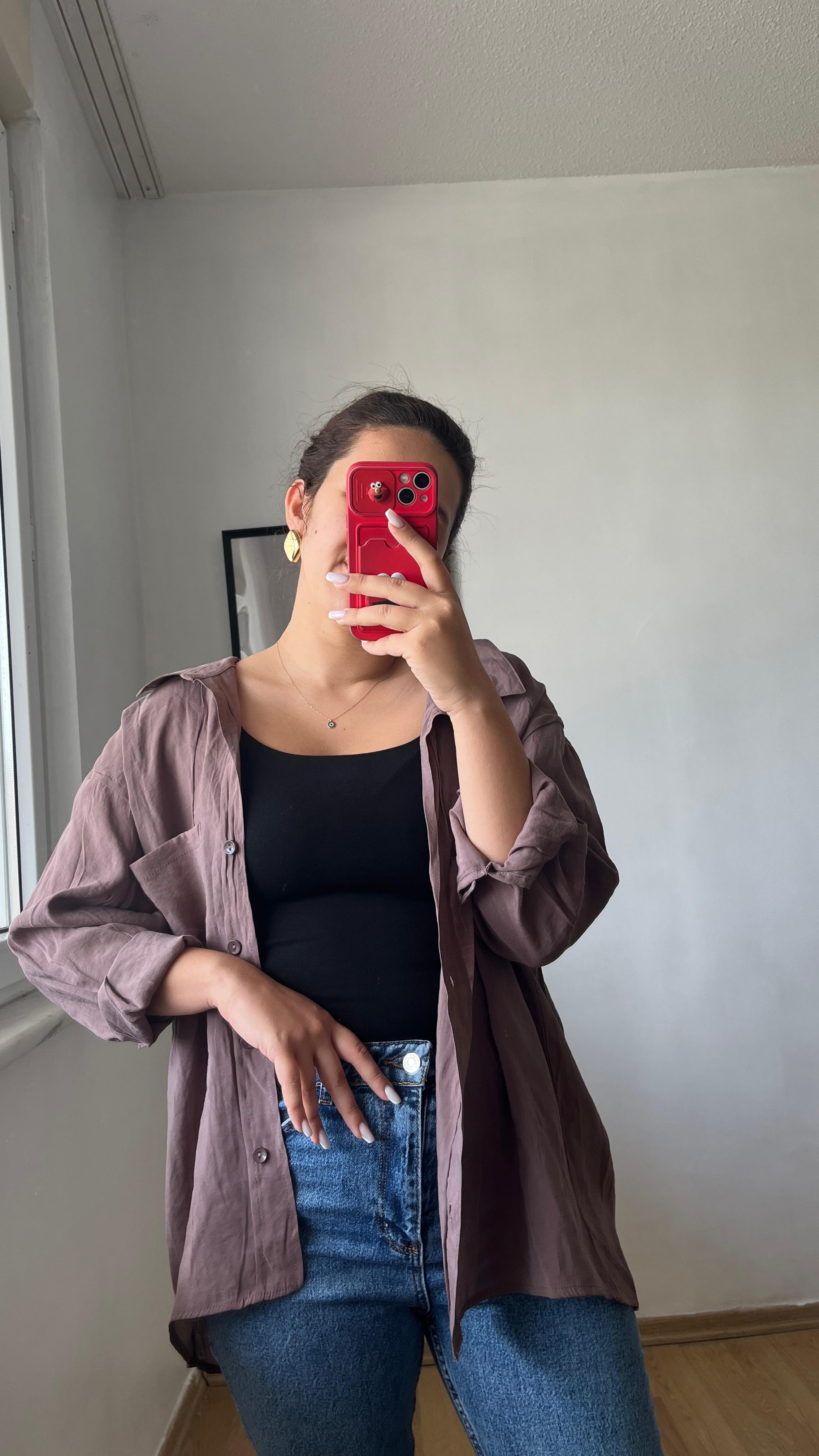 Oversize Keten Karışımlı Kadın Gömlek · 10