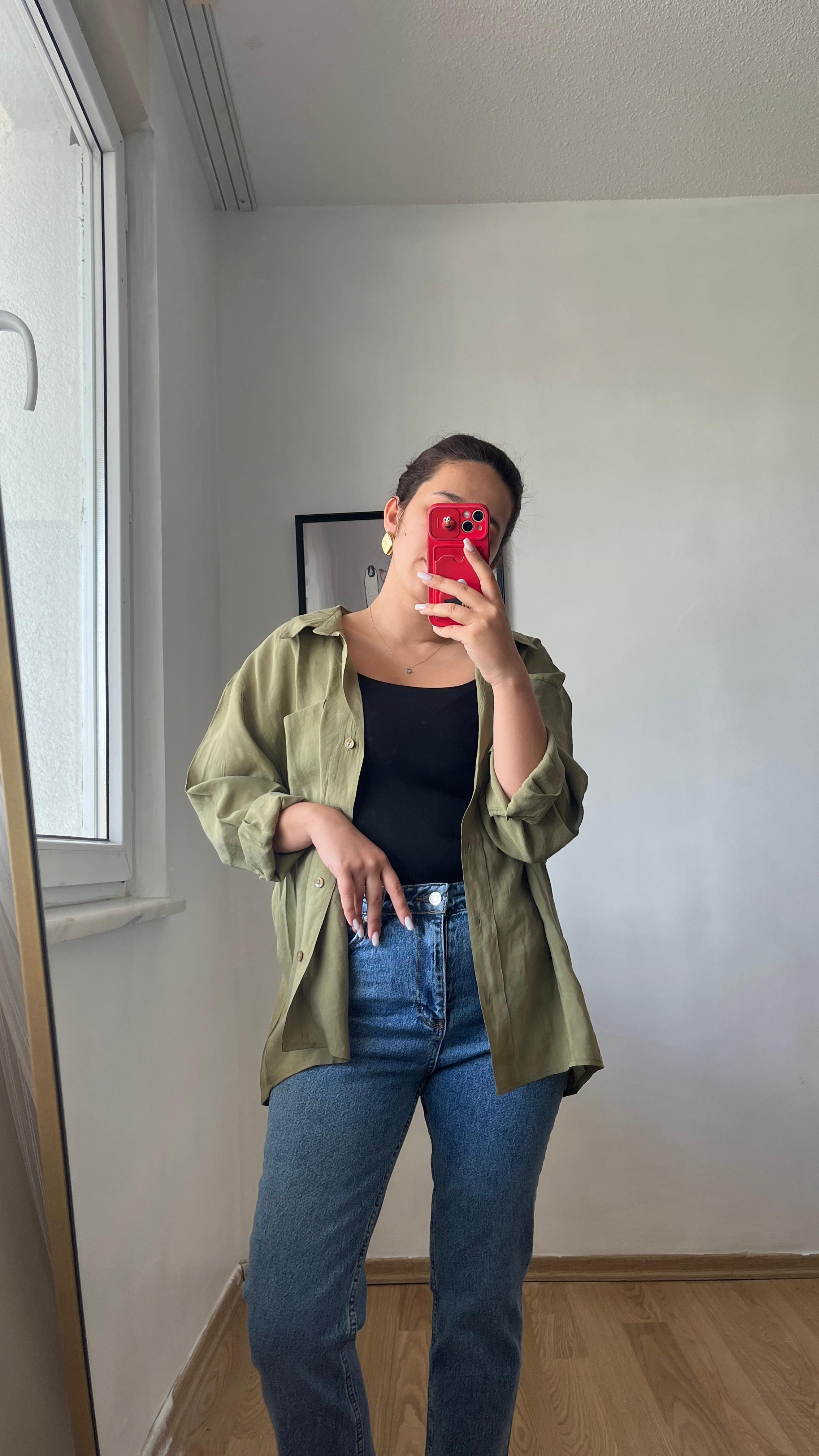 Oversize Keten Karışımlı Kadın Gömlek · 14