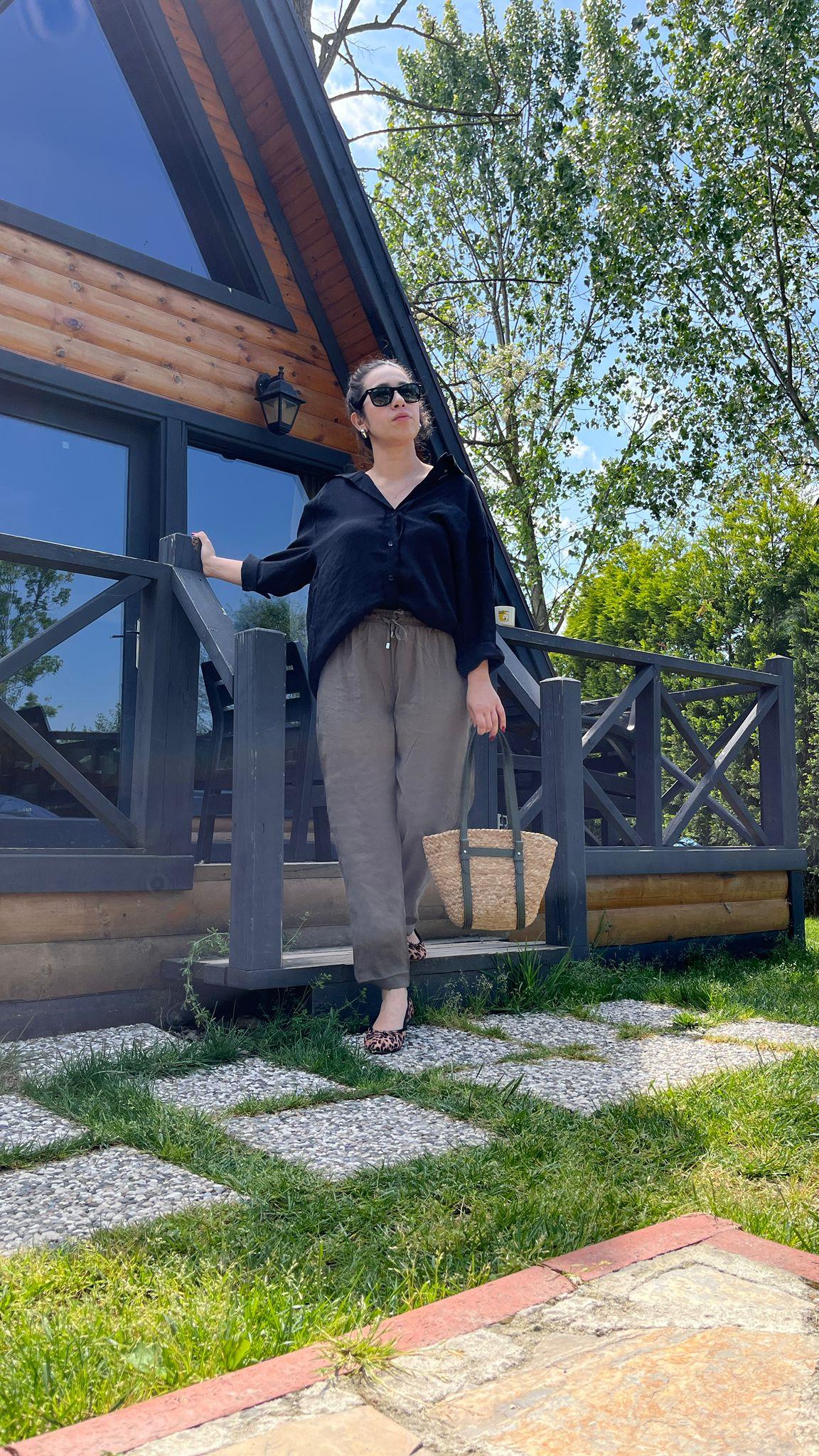 Oversize Keten Karışımlı Kadın Gömlek · 3