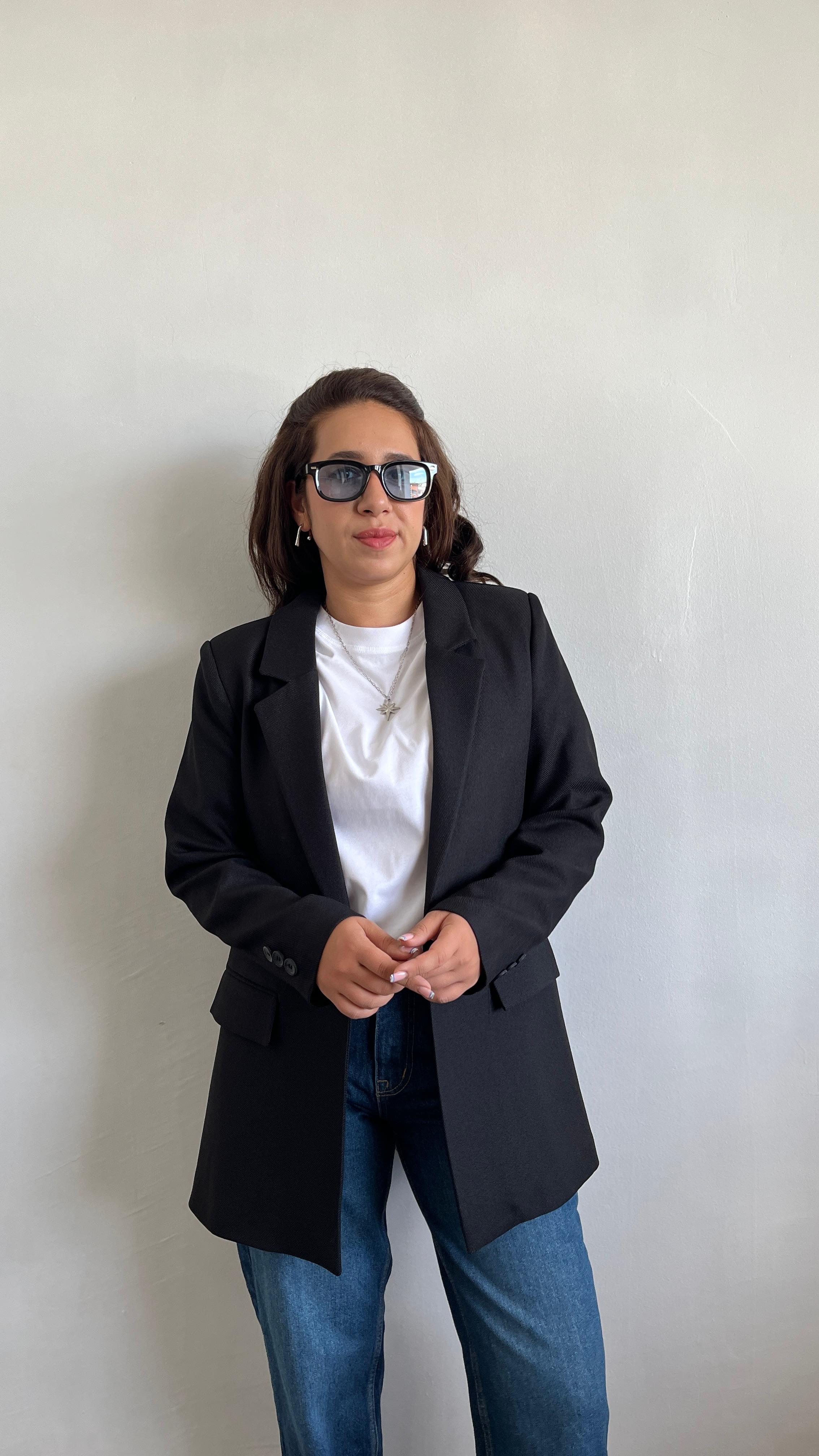 Özel Dokulu Siyah Blazer