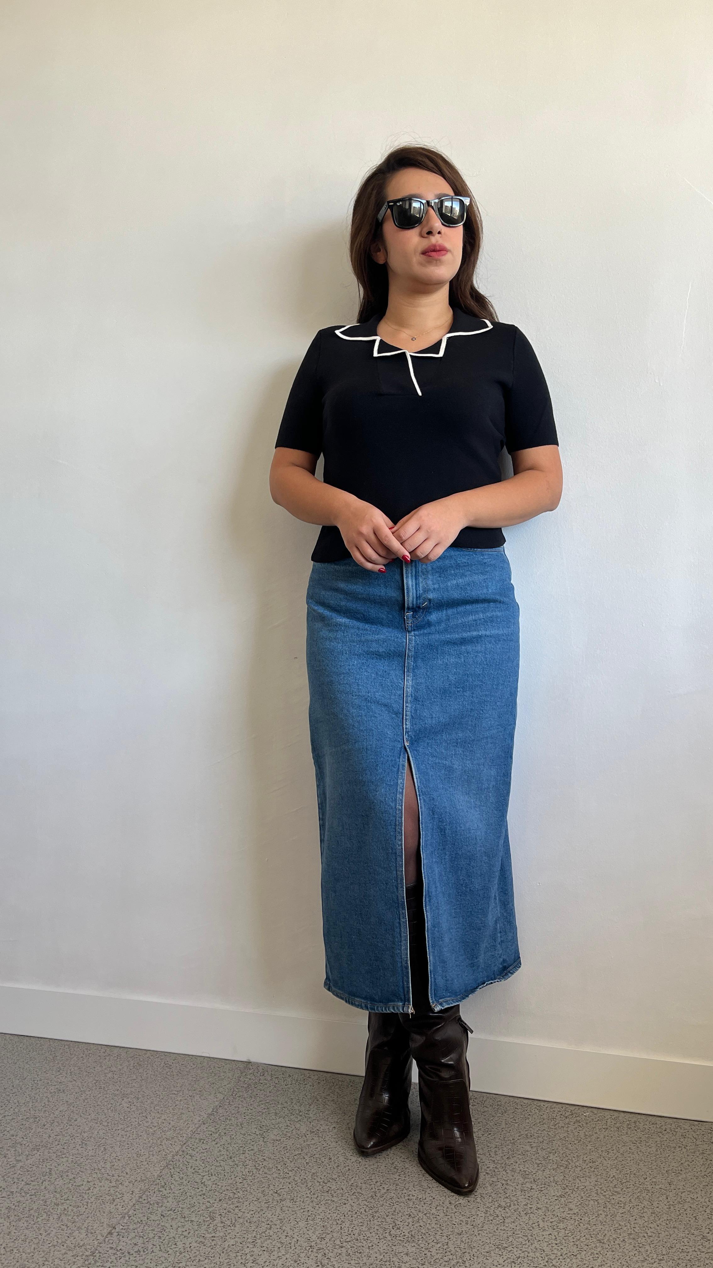 Polo Yaka Premium Siyah/Fildişi Triko