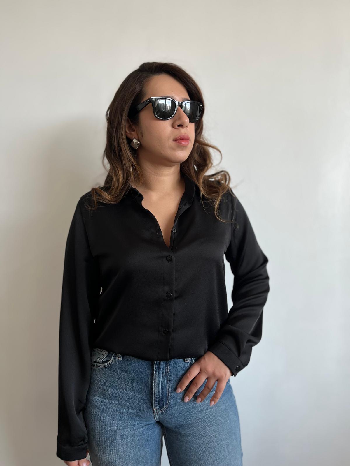 Premium Saten Siyah Gömlek