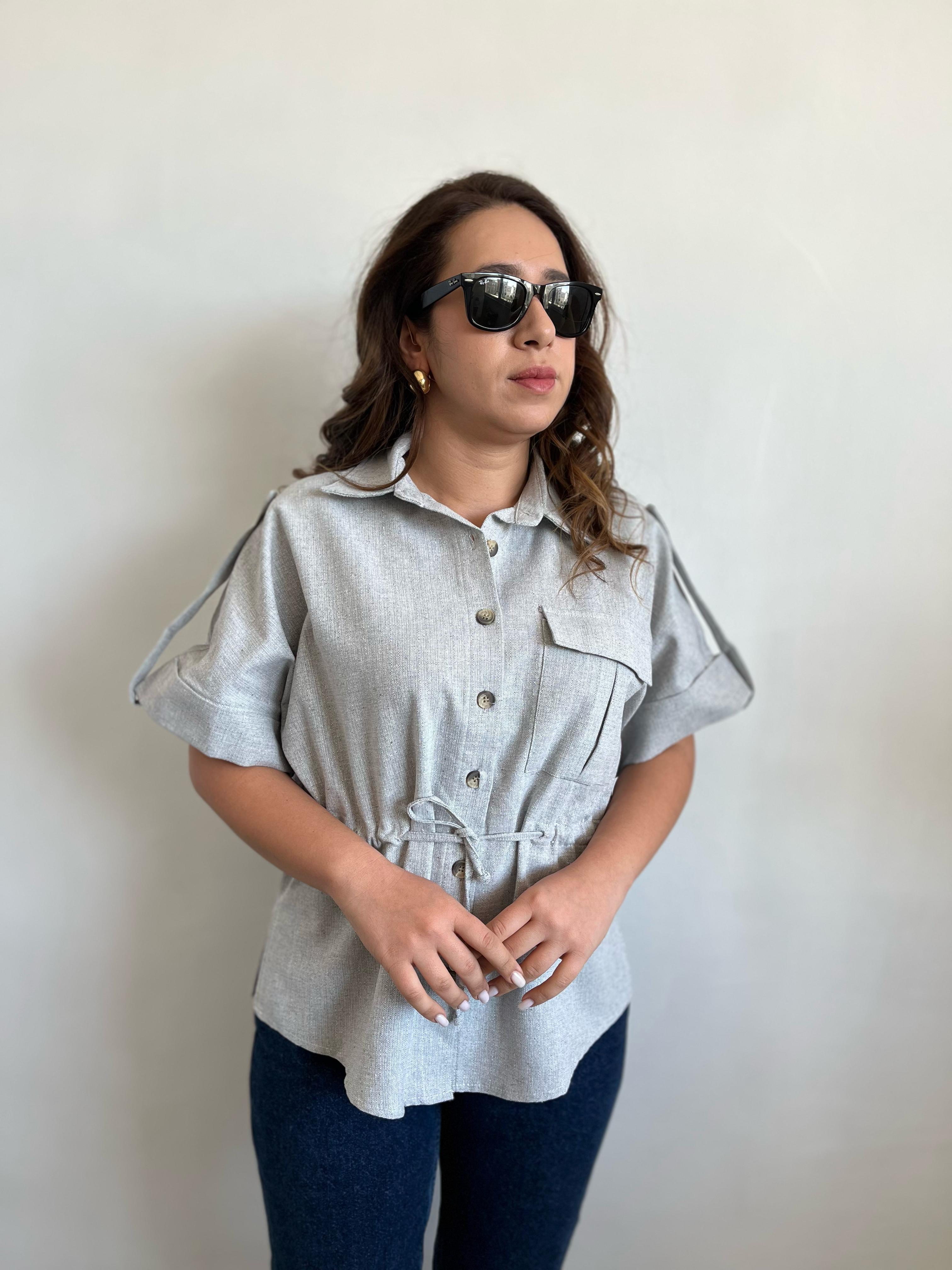 Safari Keten Gri Ceket/Gömlek