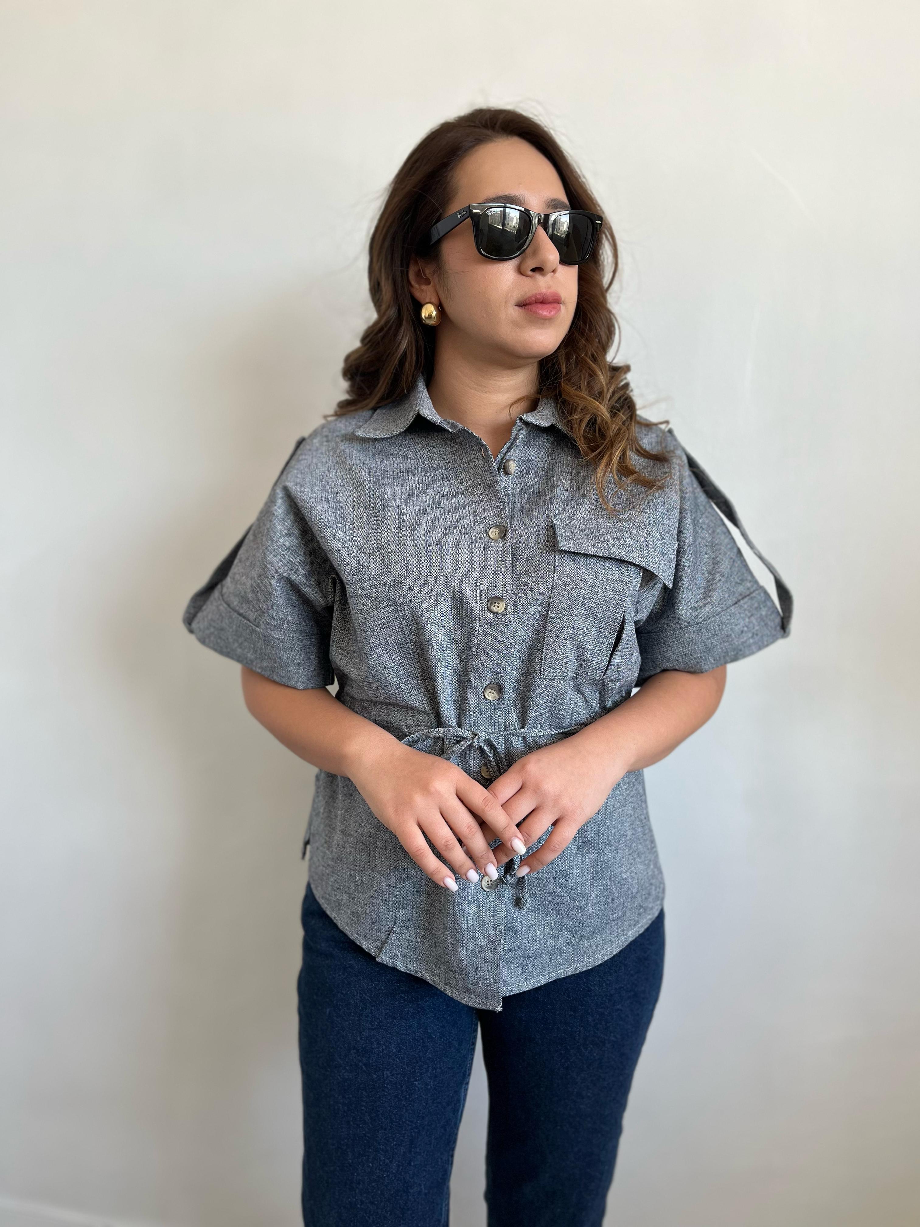 Safari Keten Koyu Gri Ceket/Gömlek