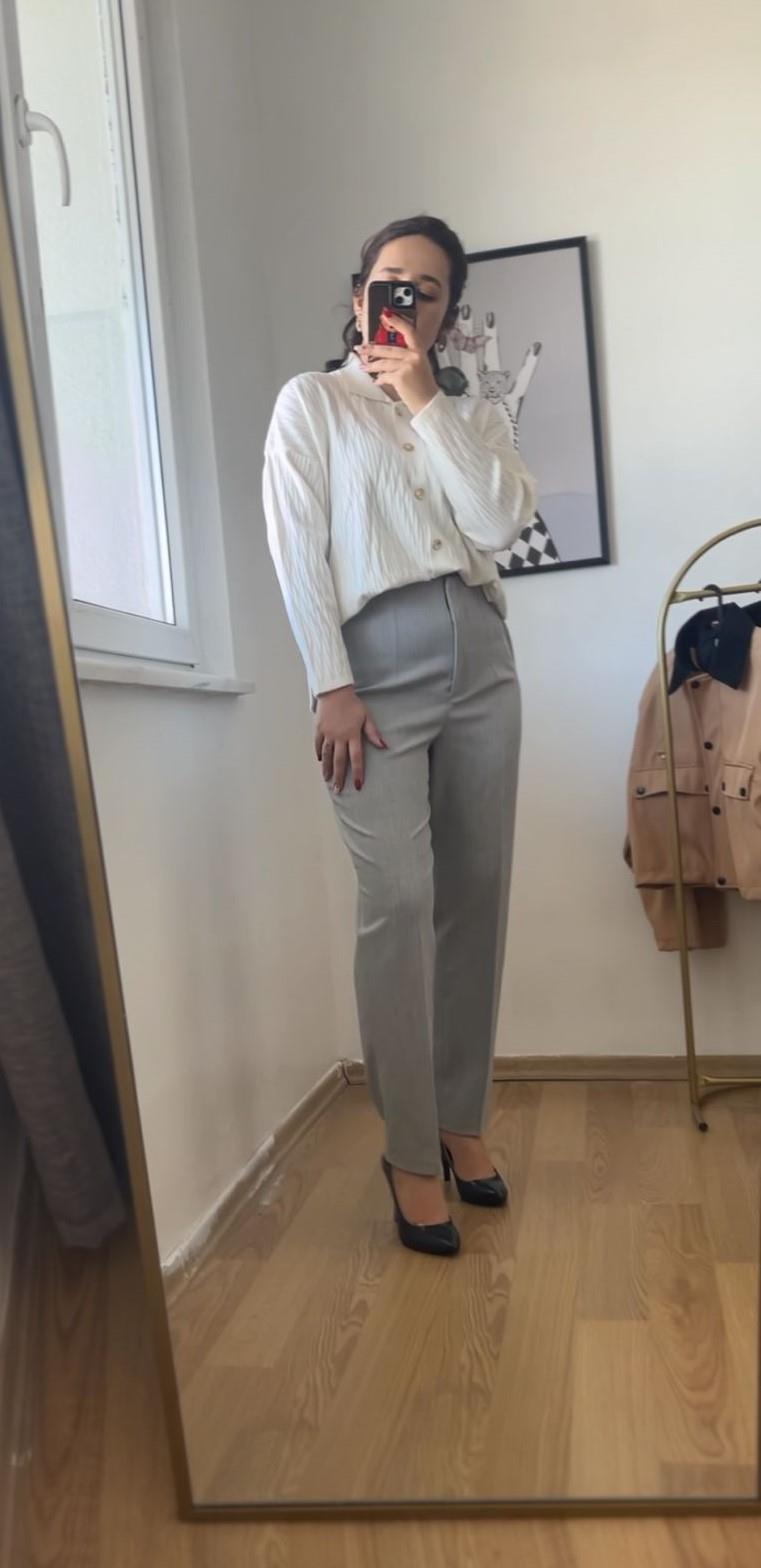 Şerit Detay Kumaş Kadın Pantolon