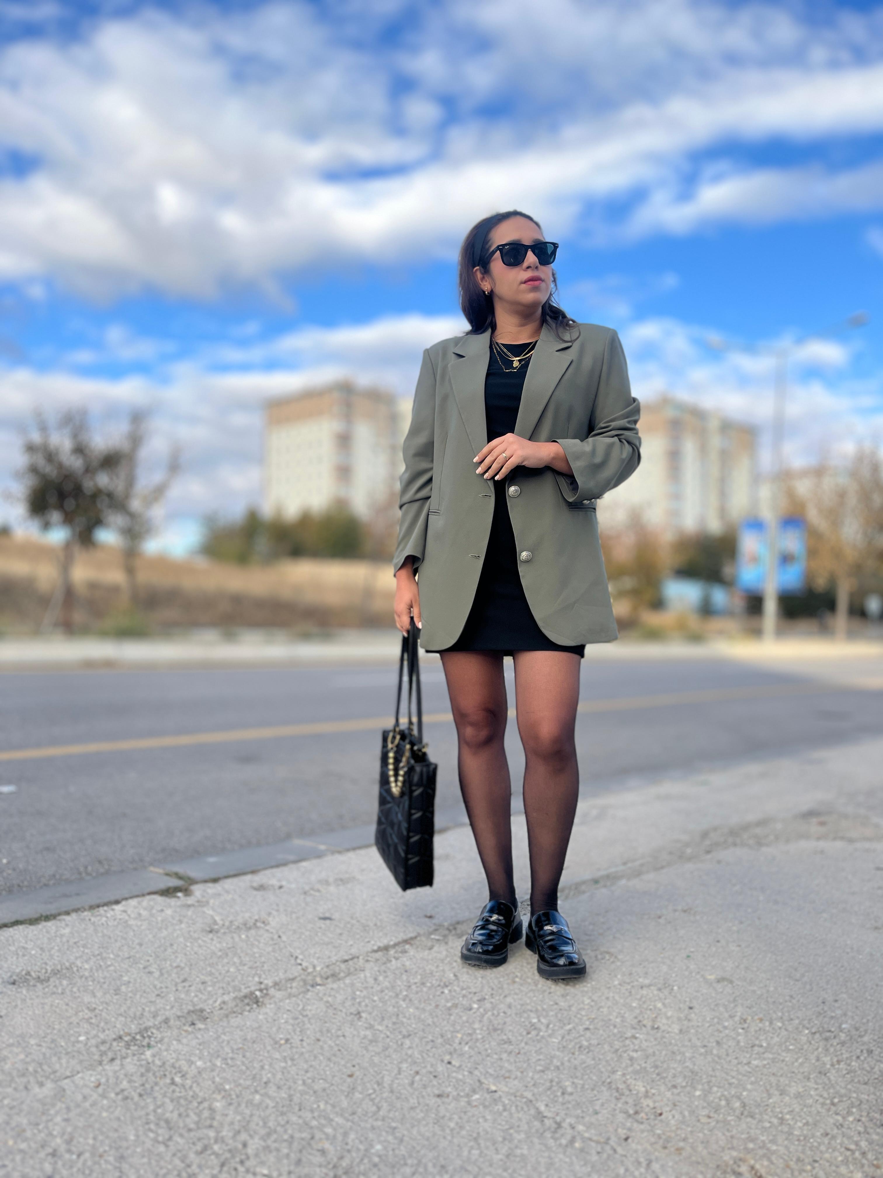 Silver Düğme Detay Haki Blazer