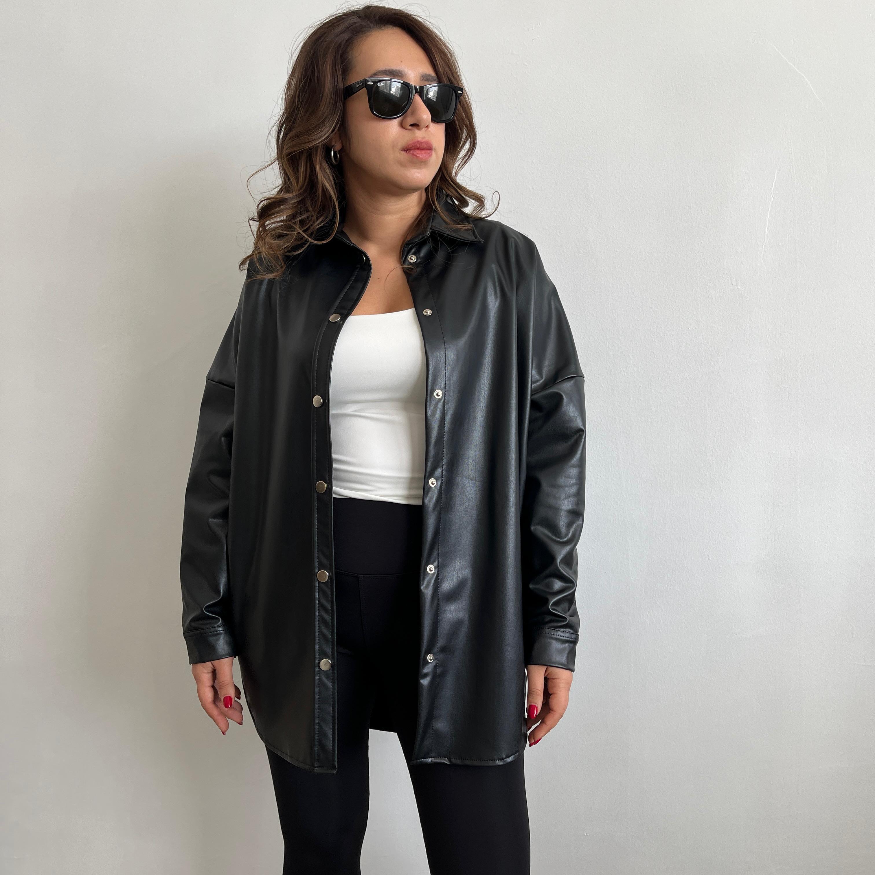 Siyah Deri Gömlek/Ceket