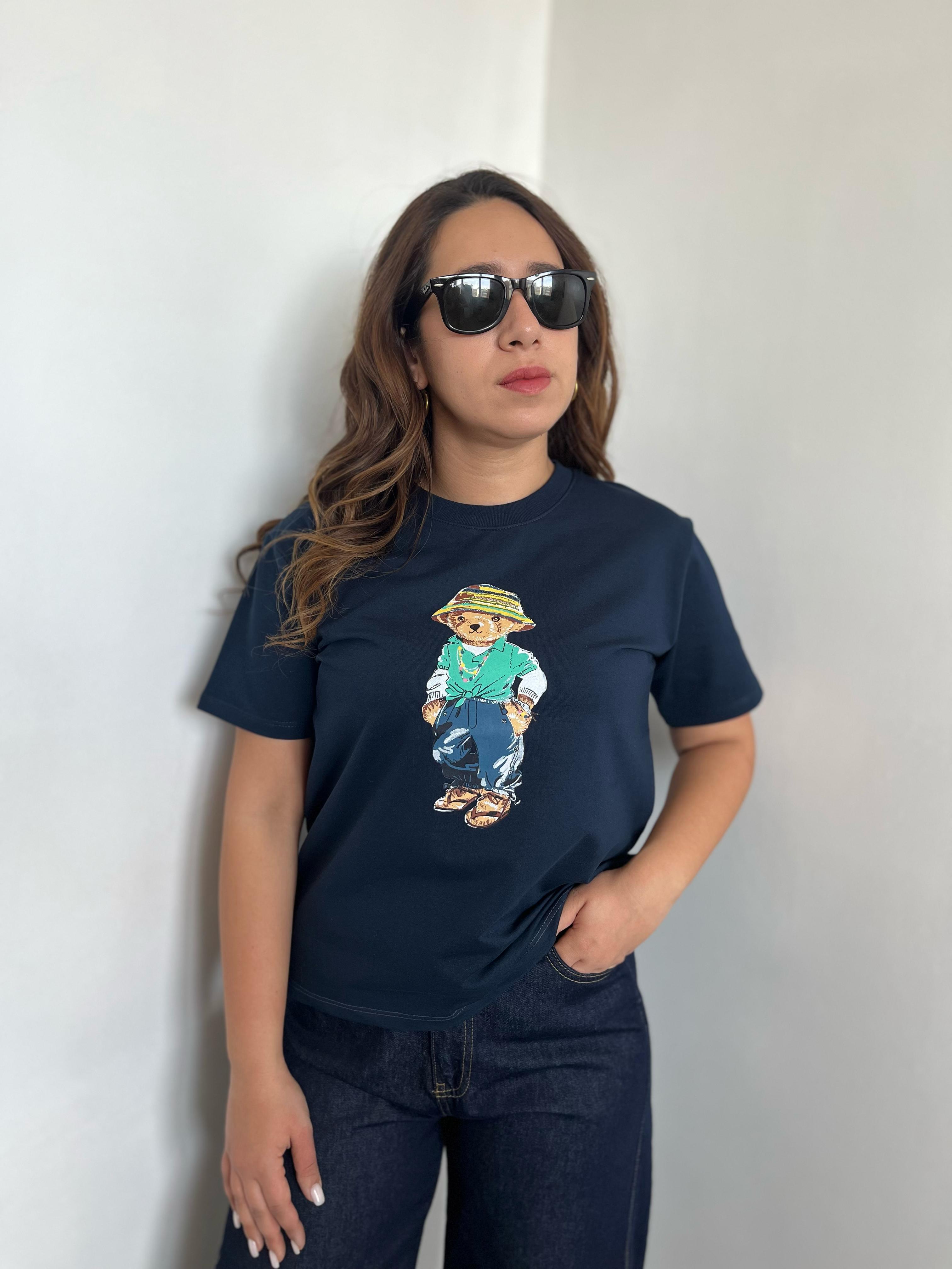 Teddy Lacivert Pamuklu Tişört