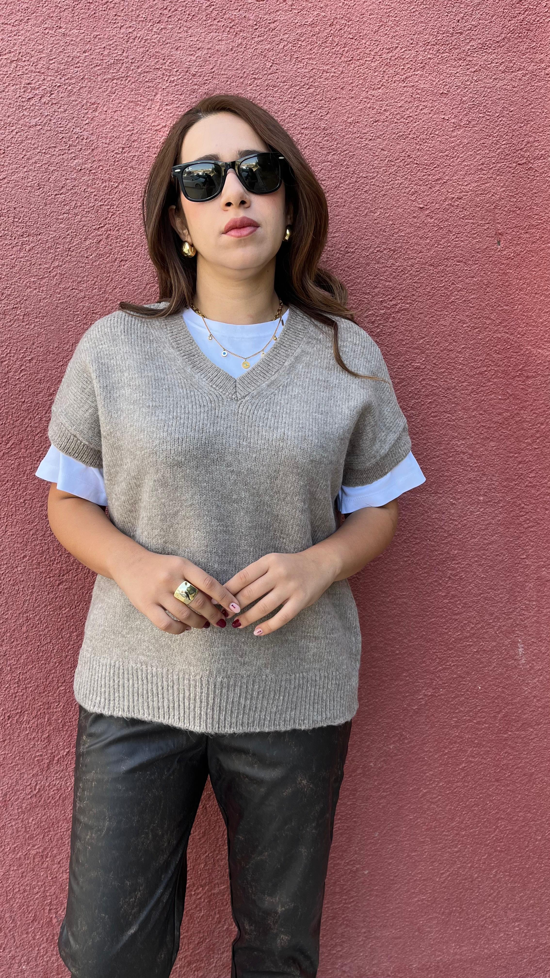 V Yaka Vizon Süveter Kadın Kazak