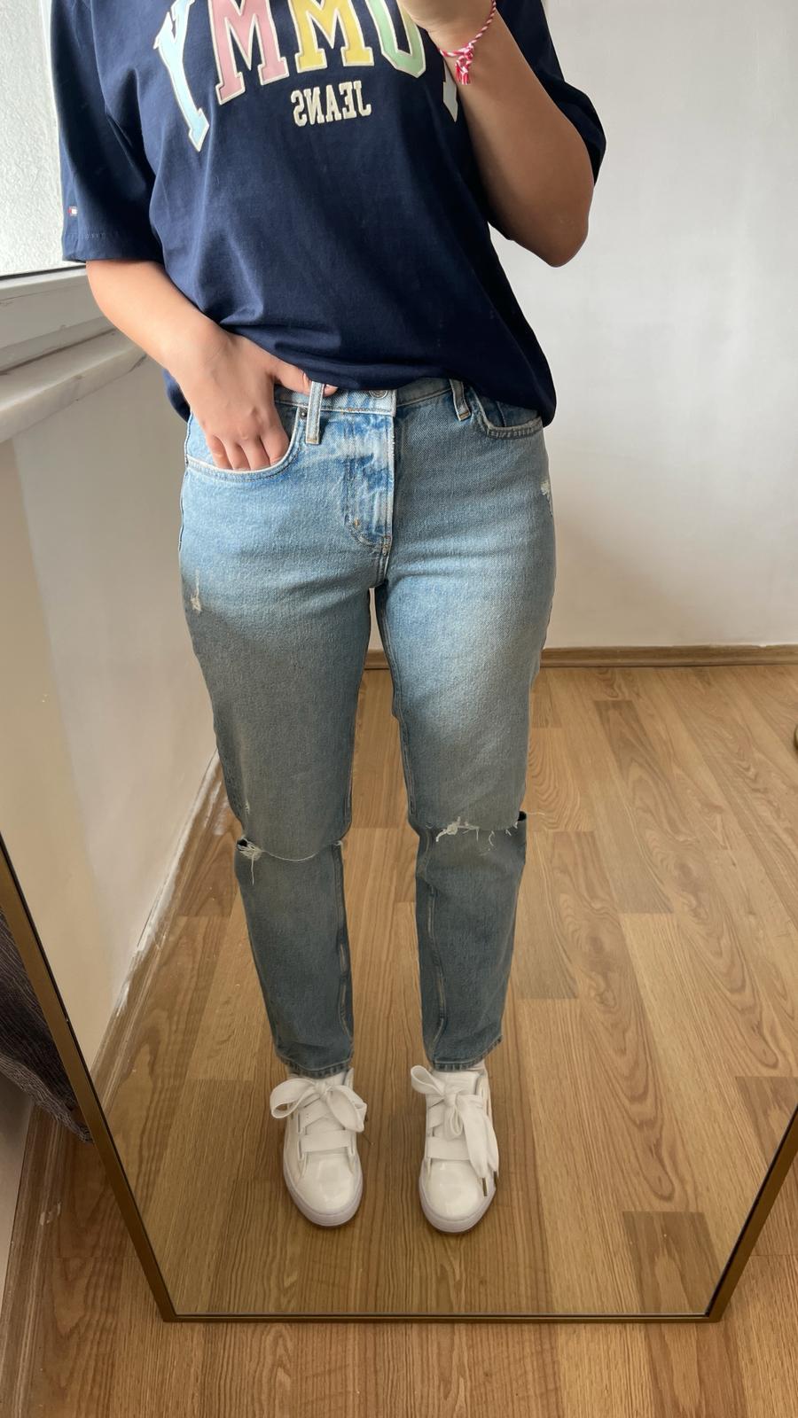 Yırtık Detay Mavi Denim Kadın Pantolon · 5