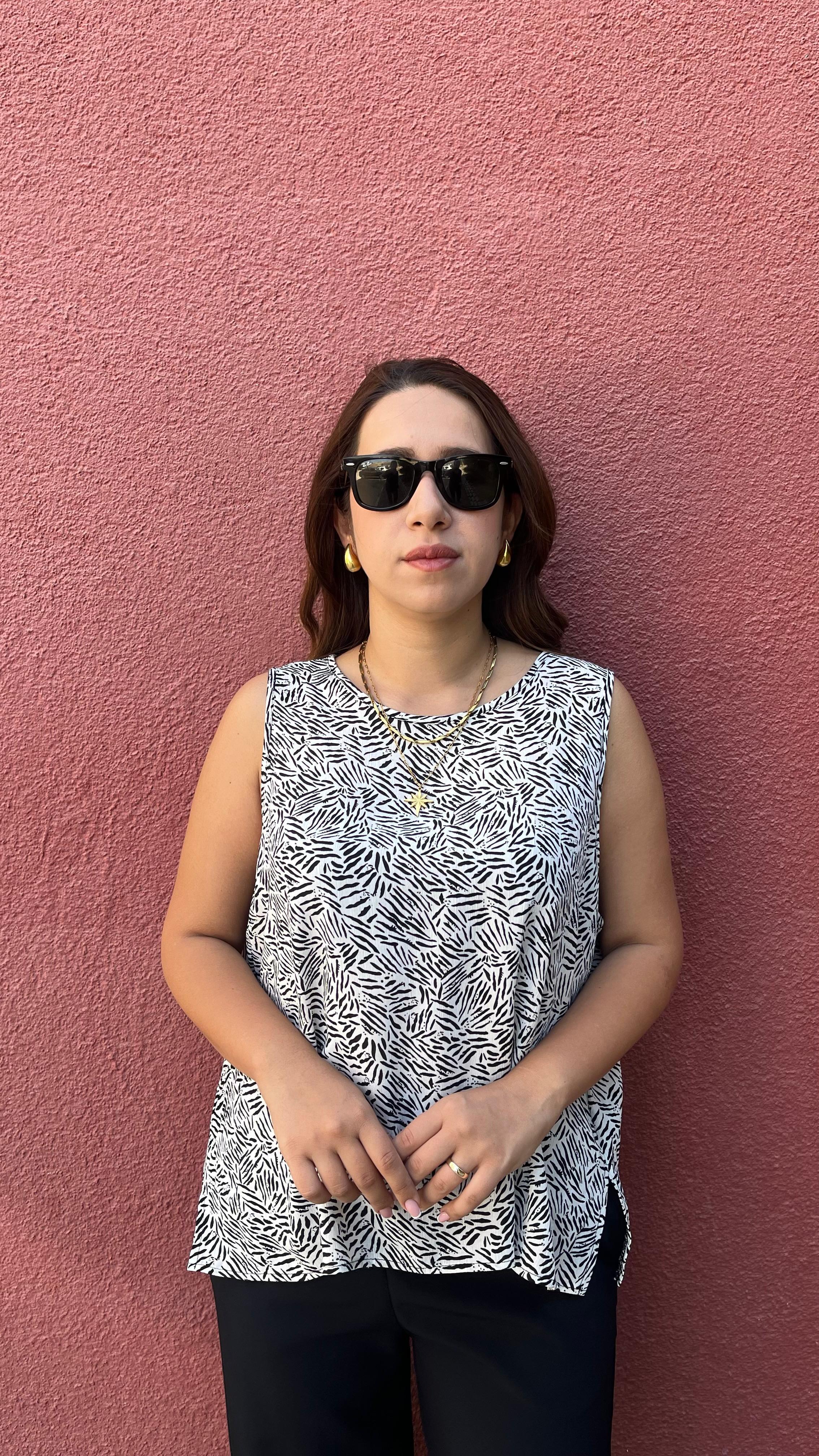 Zebra Desen Kolsuz Bluz