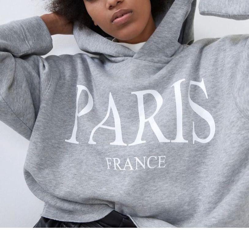 Zra Kapüşonlu Gri Sweatshirt