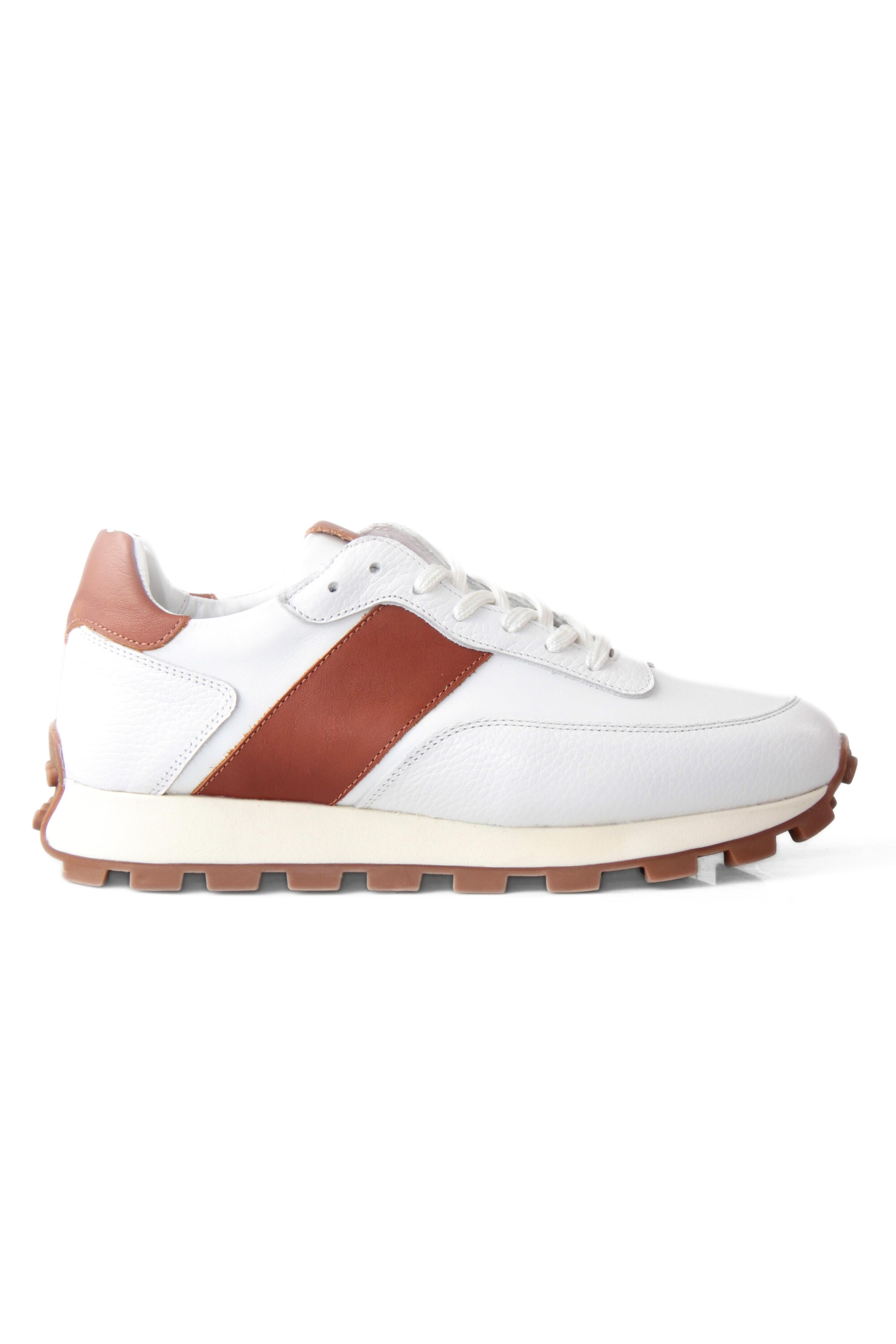 Hakiki Deri Erkek Bağcıklı Beyaz Sneaker Ayakkabı Chris