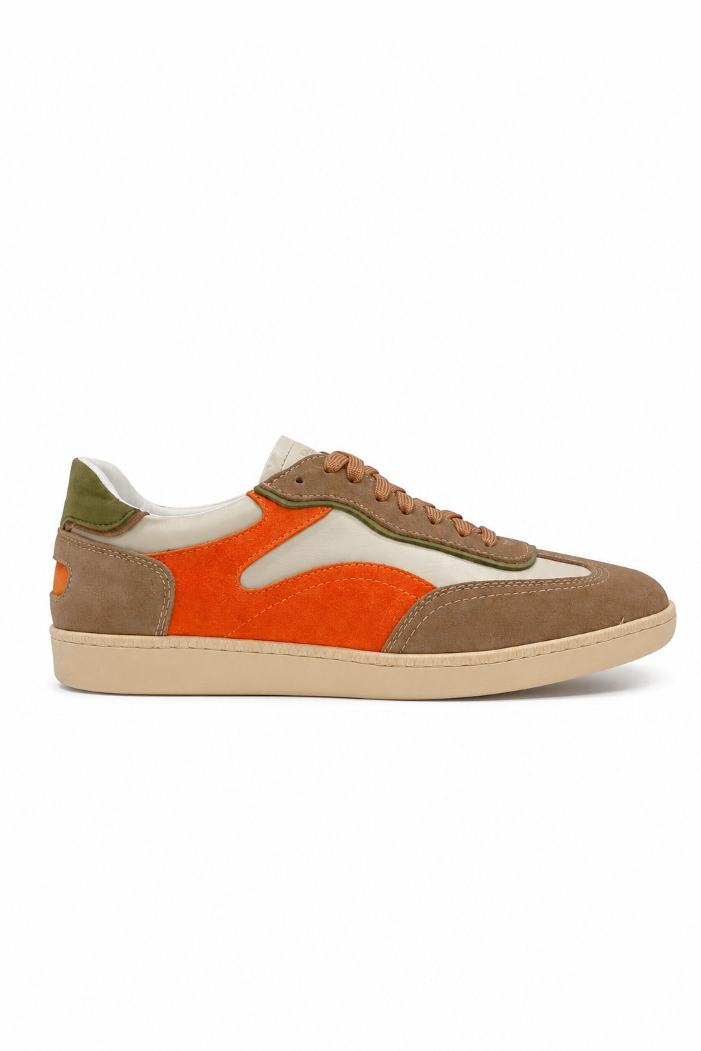 Tripy Hakiki Deri Erkek Bağcıklı Bej Turuncu Sneaker Ayakkabı Tylor