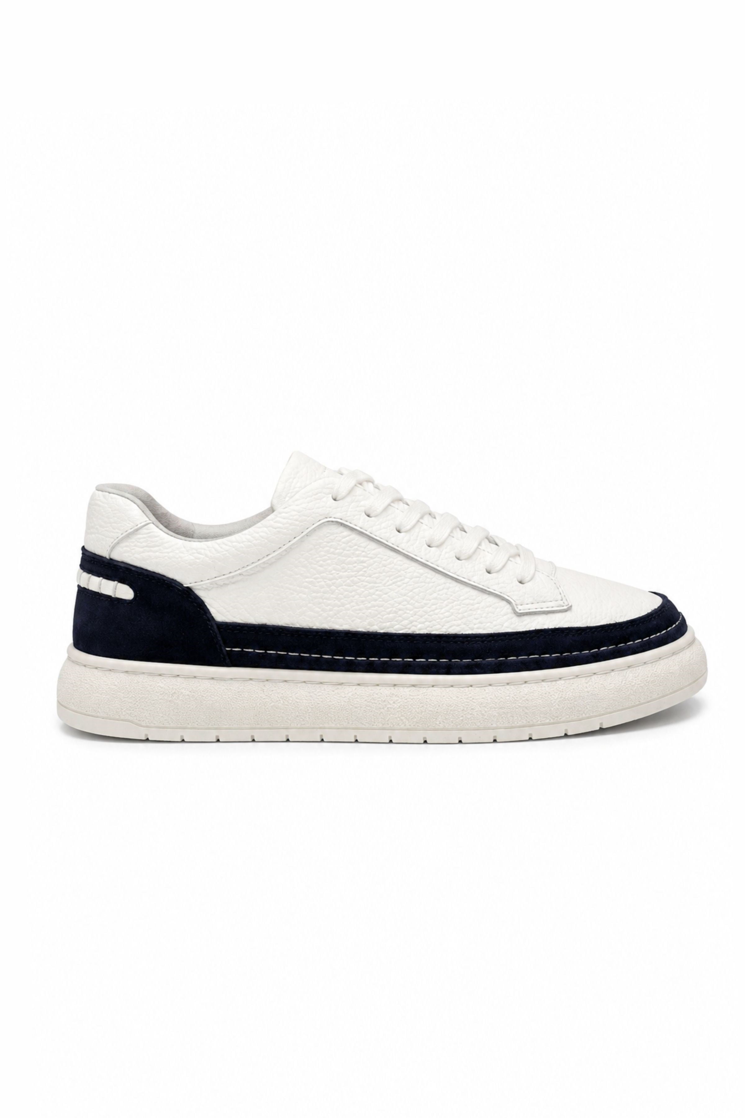 Tripy Hakiki Deri Erkek Bağcıklı  Beyaz Sneaker Ayakkabı Vance