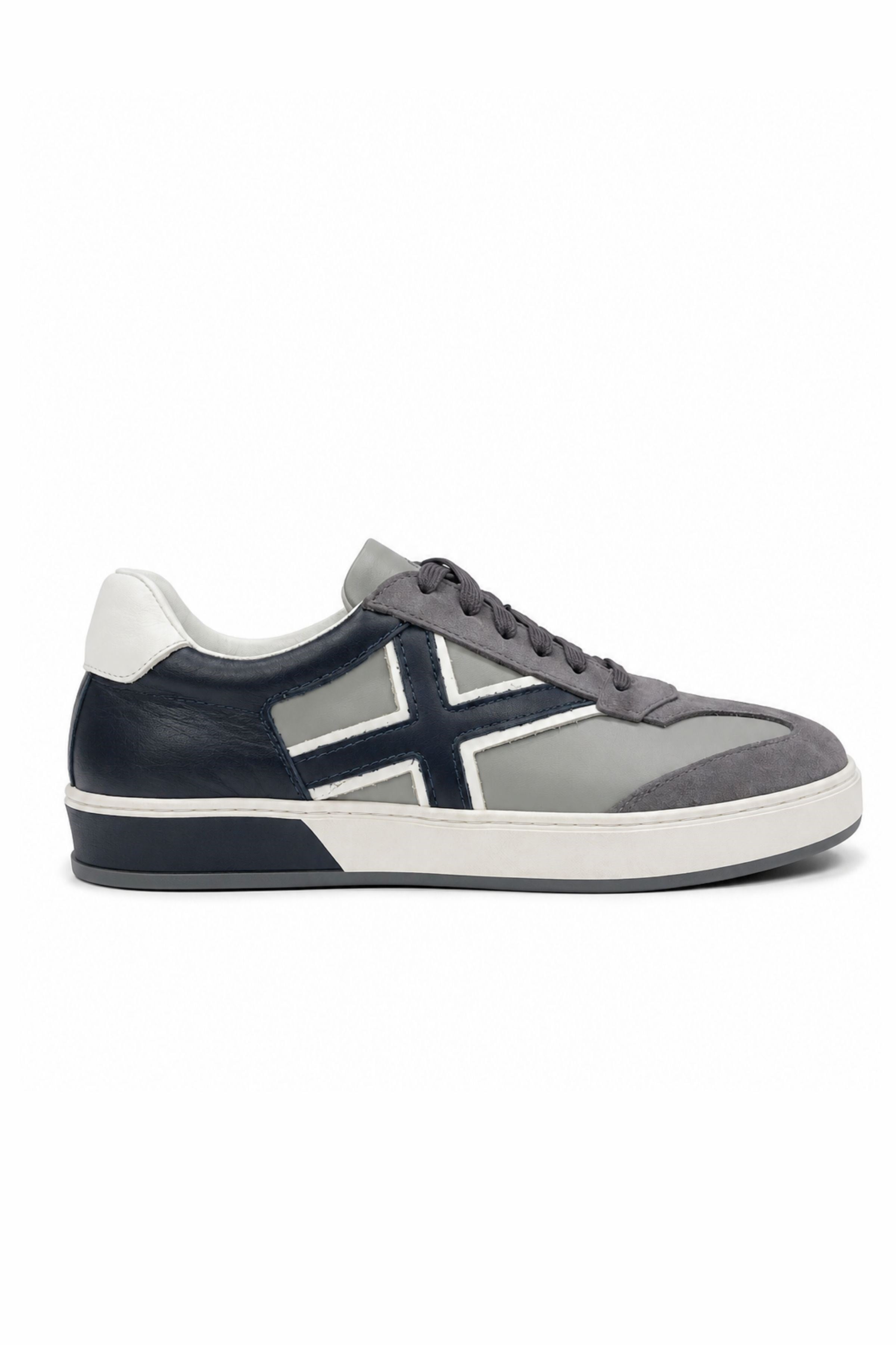 Tripy Hakiki Deri Erkek Bağcıklı Gri Mavi Sneaker Ayakkabı Hardy