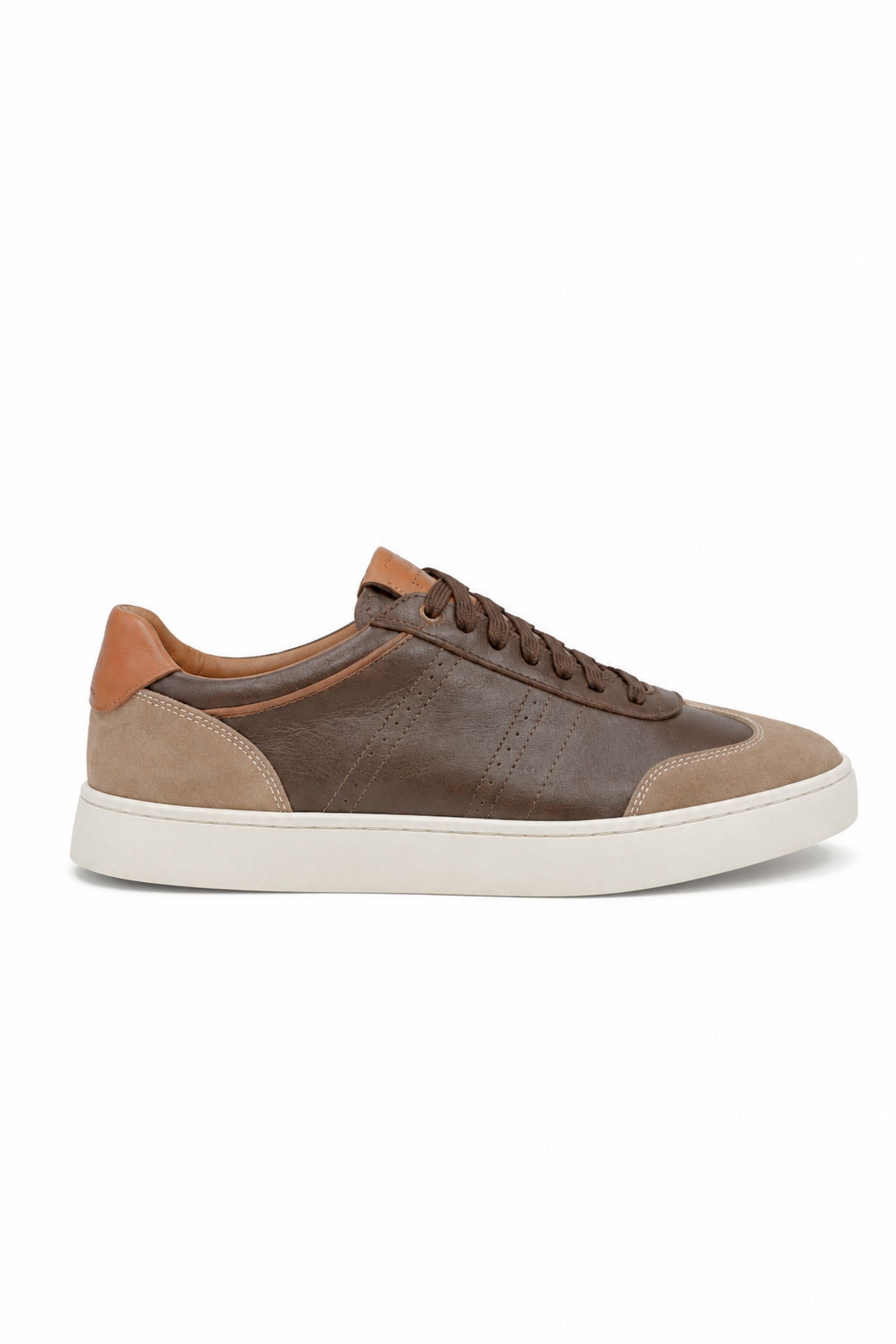 Tripy Hakiki Deri Erkek Bağcıklı Kahve Sneaker Ayakkabı Stew