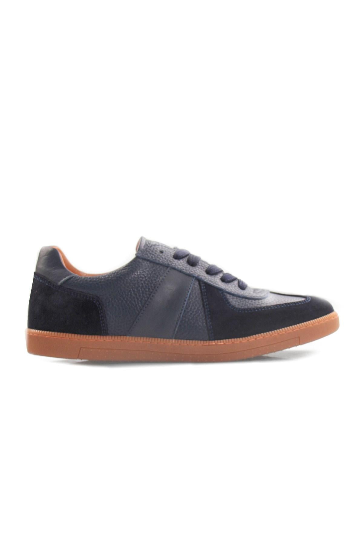 Tripy Hakiki Deri Erkek Lacivert Bağcıklı Sneaker Ayakkabı Luther