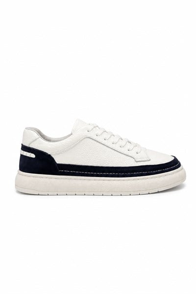 Tripy Hakiki Deri Erkek Bağcıklı  Beyaz Sneaker Ayakkabı Vance