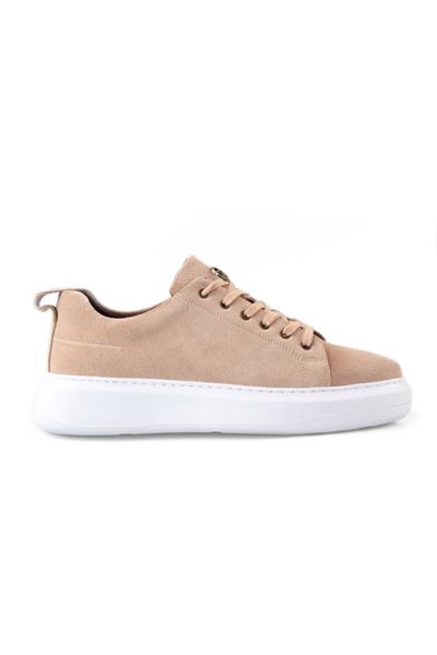 Tripy Hakiki Deri Erkek Bağcıklı Kum Süet Sneaker Ayakkabı Massa