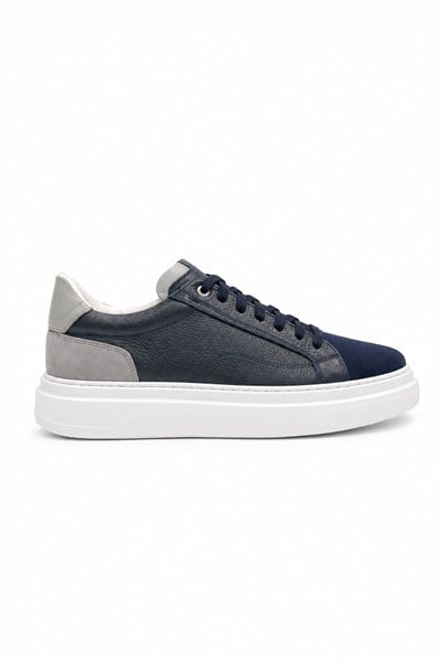 Tripy Hakiki Deri Erkek Bağcıklı Lacivert Sneaker Ayakkabı Willy