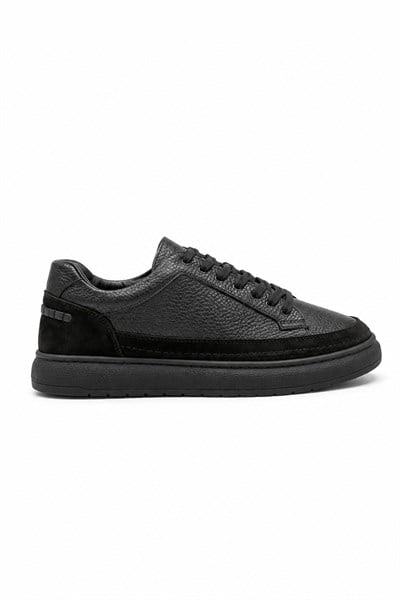 Tripy Hakiki Deri Erkek Bağcıklı Siyah Sneaker Ayakkabı Vance