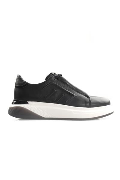 Tripy Hakiki Deri Erkek Bağcıklı Siyah Sneaker Ayakkabı Gale