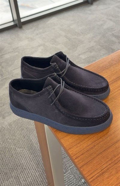 Tripy Hakiki Deri Erkek Lacivert Bağcıklı Günlük Ayakkabı Sıslay