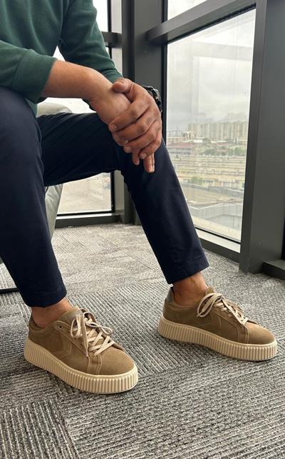 Tripy Hakiki Deri Kalın Taban Erkek Vizon Süet Sneaker Ayakkabı Leonard