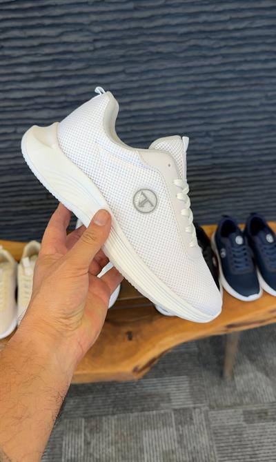 Tripy Streç Erkek Bağcıklı Beyaz Sneaker Spor Ayakkabı Woody