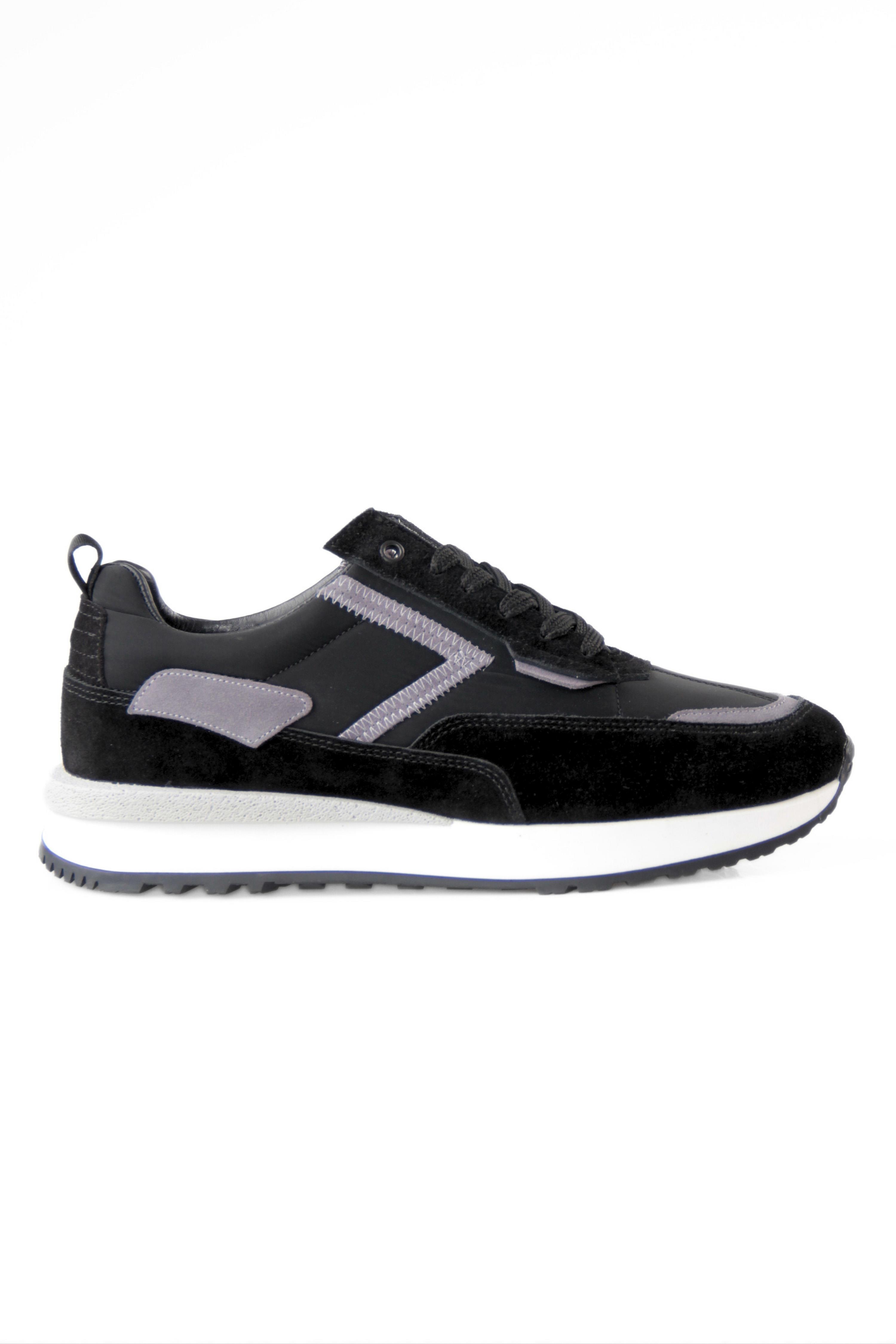 Hakiki Deri Erkek Bağcıklı Siyah Sneaker Ayakkabı John