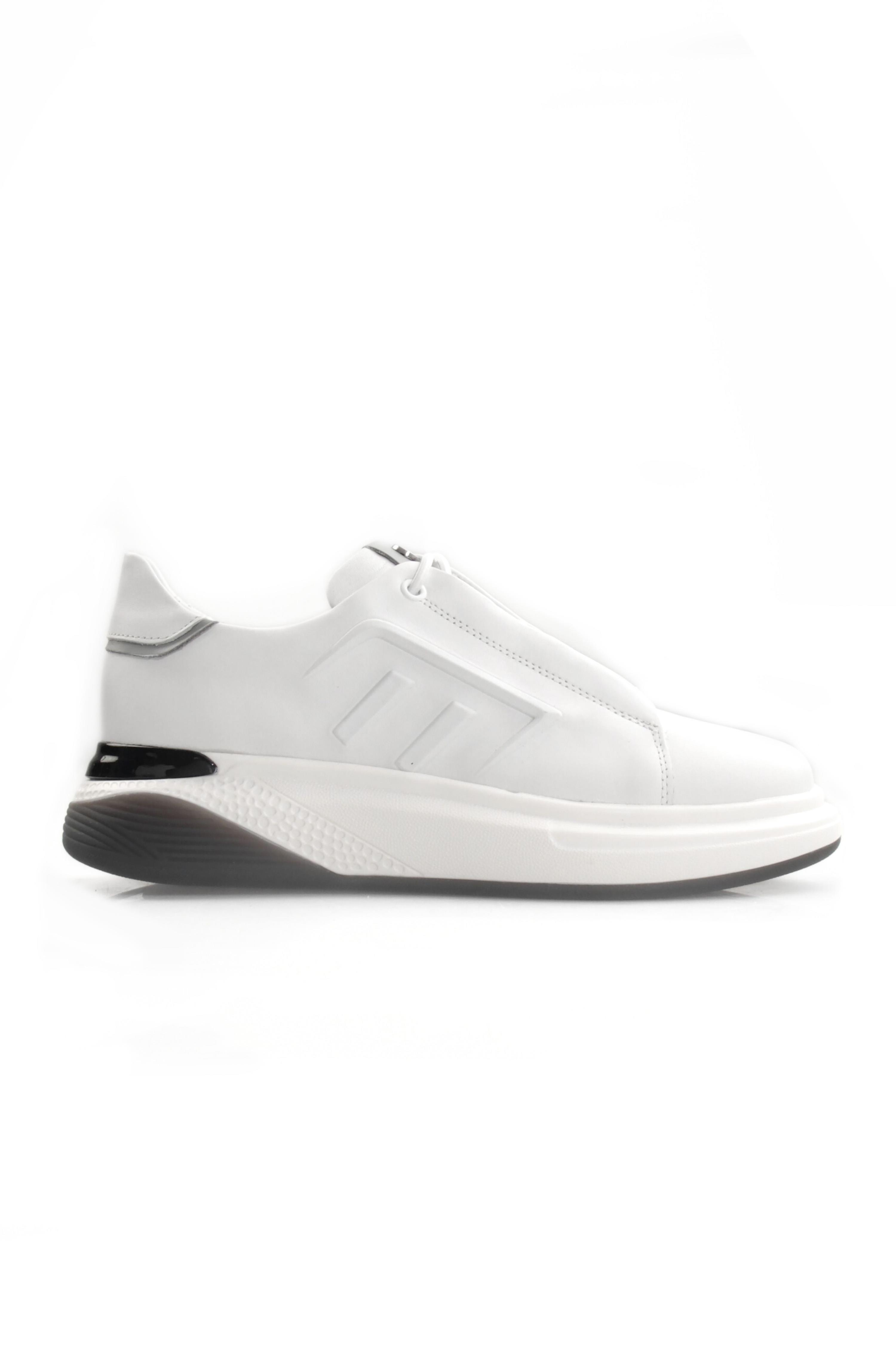 Tripy Hakiki Deri Erkek Bağcıklı Beyaz Sneaker Ayakkabı Gale