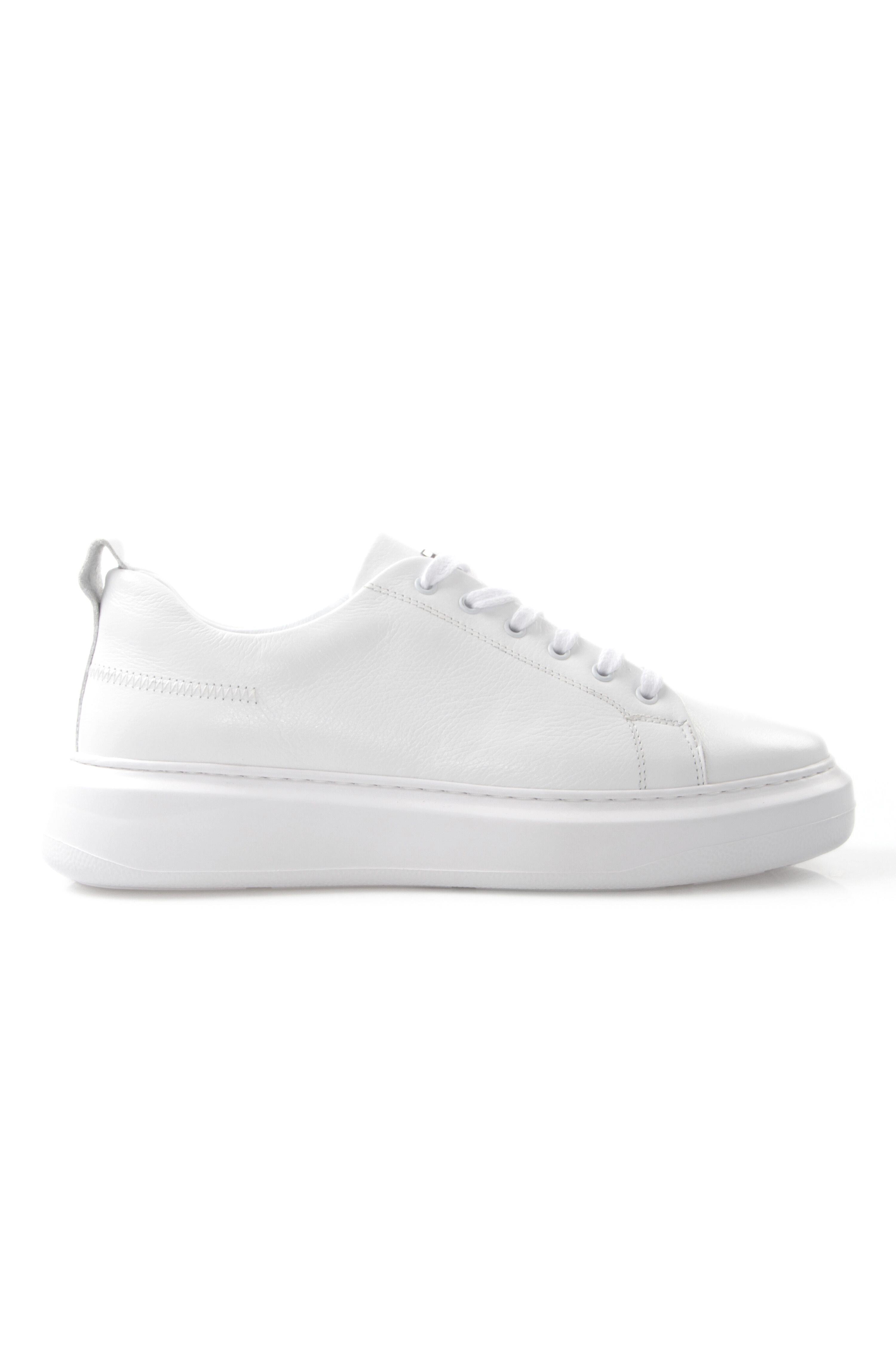 Tripy Hakiki Deri Erkek Bağcıklı Beyaz Sneaker Ayakkabı Massa