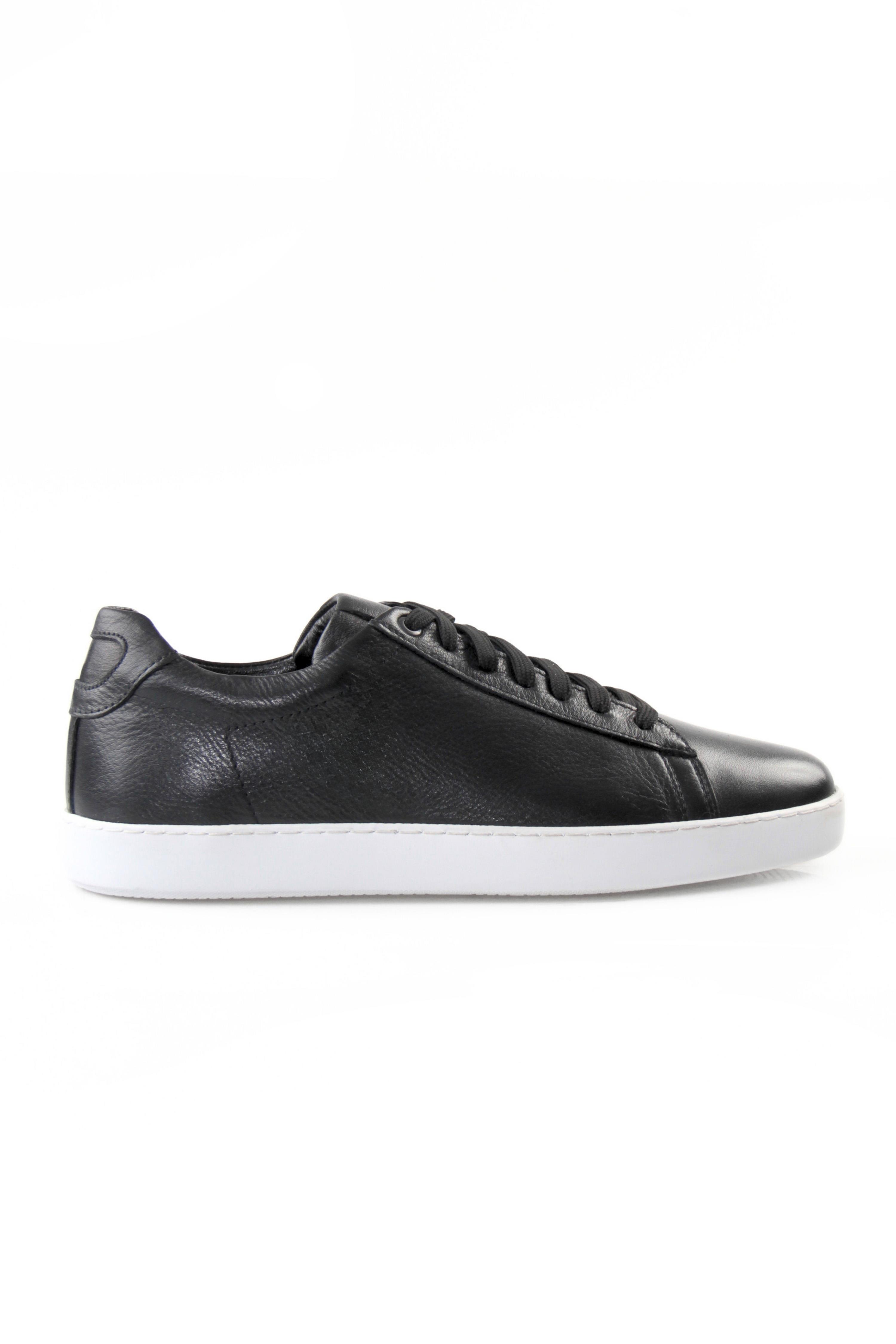 Tripy Hakiki Deri Erkek Bağcıklı Büyük Numara Siyah Sneaker Alex