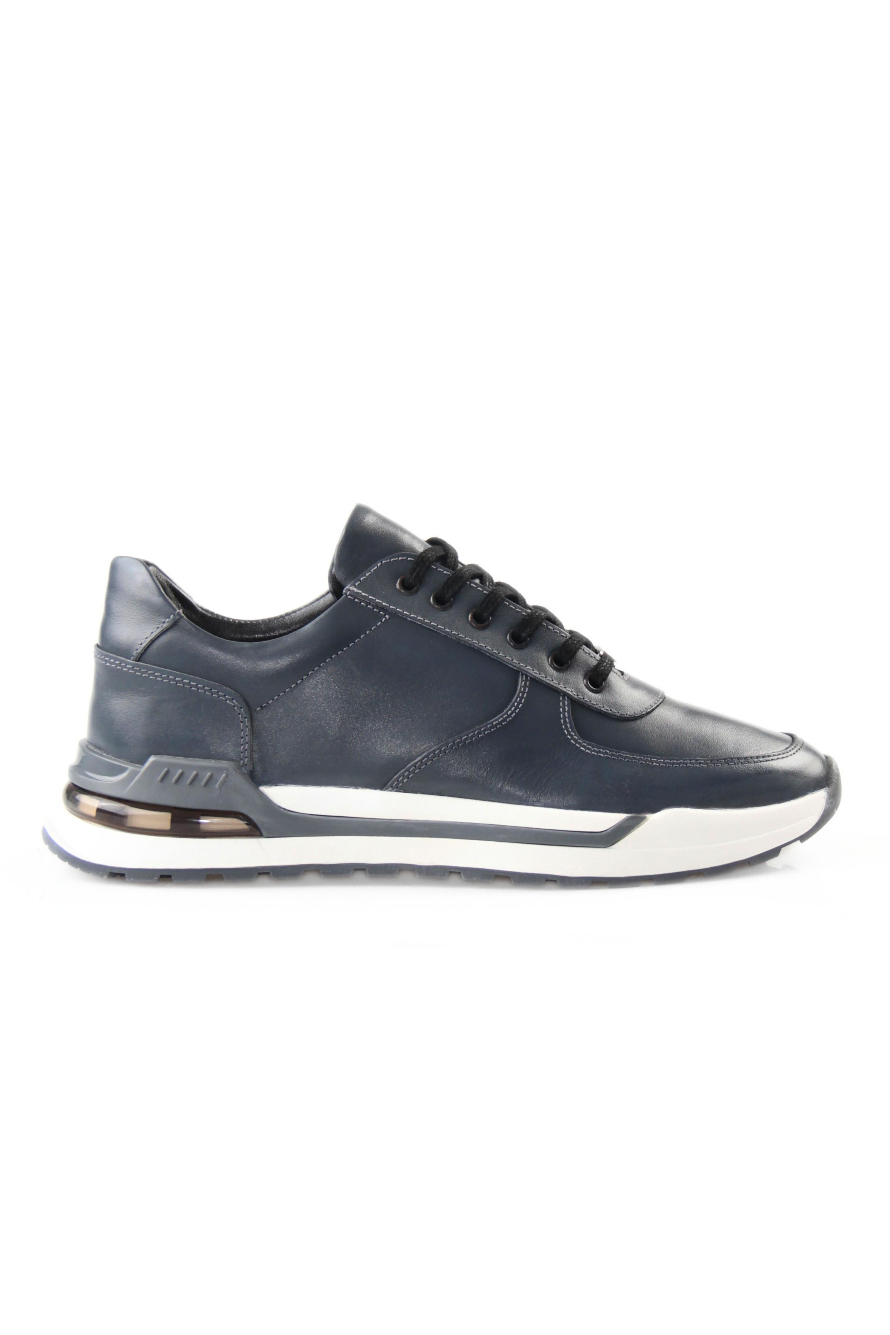 Tripy Hakiki Deri Erkek Bağcıklı Füme Sneaker Dean