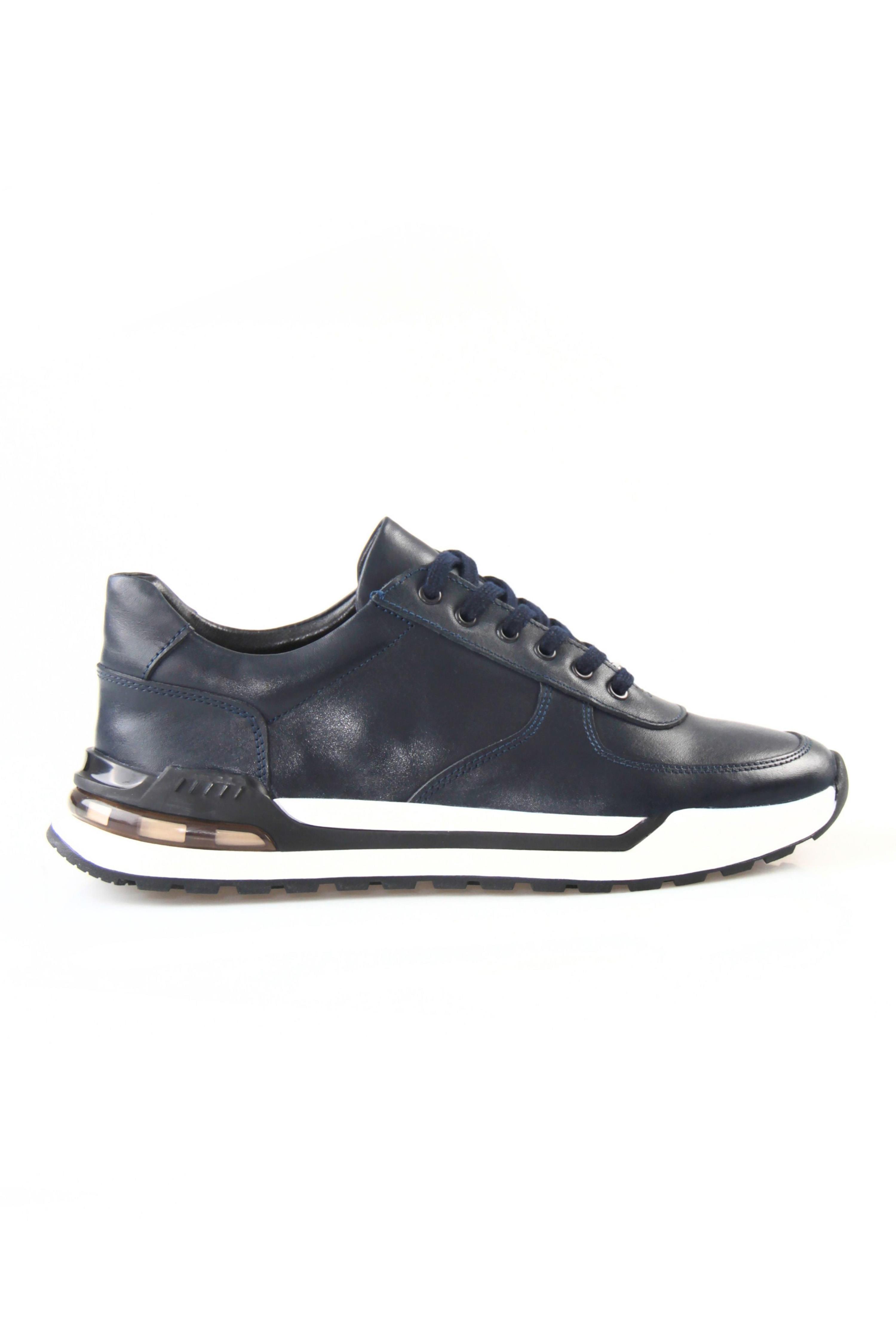 Tripy Hakiki Deri Erkek Bağcıklı Lacivert Sneaker Dean