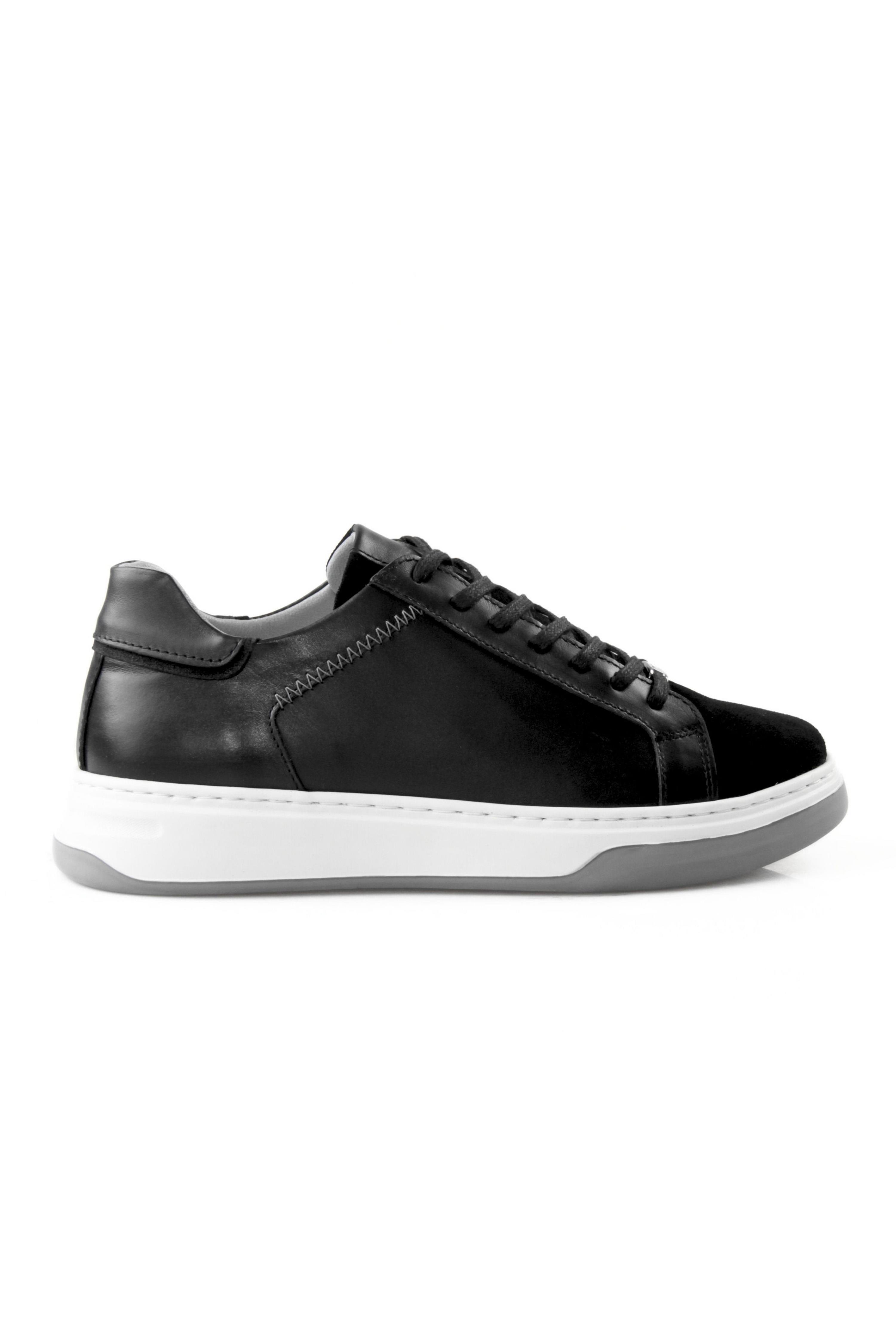 Tripy Hakiki Deri Erkek Bağcıklı Siyah Sneaker Oscar