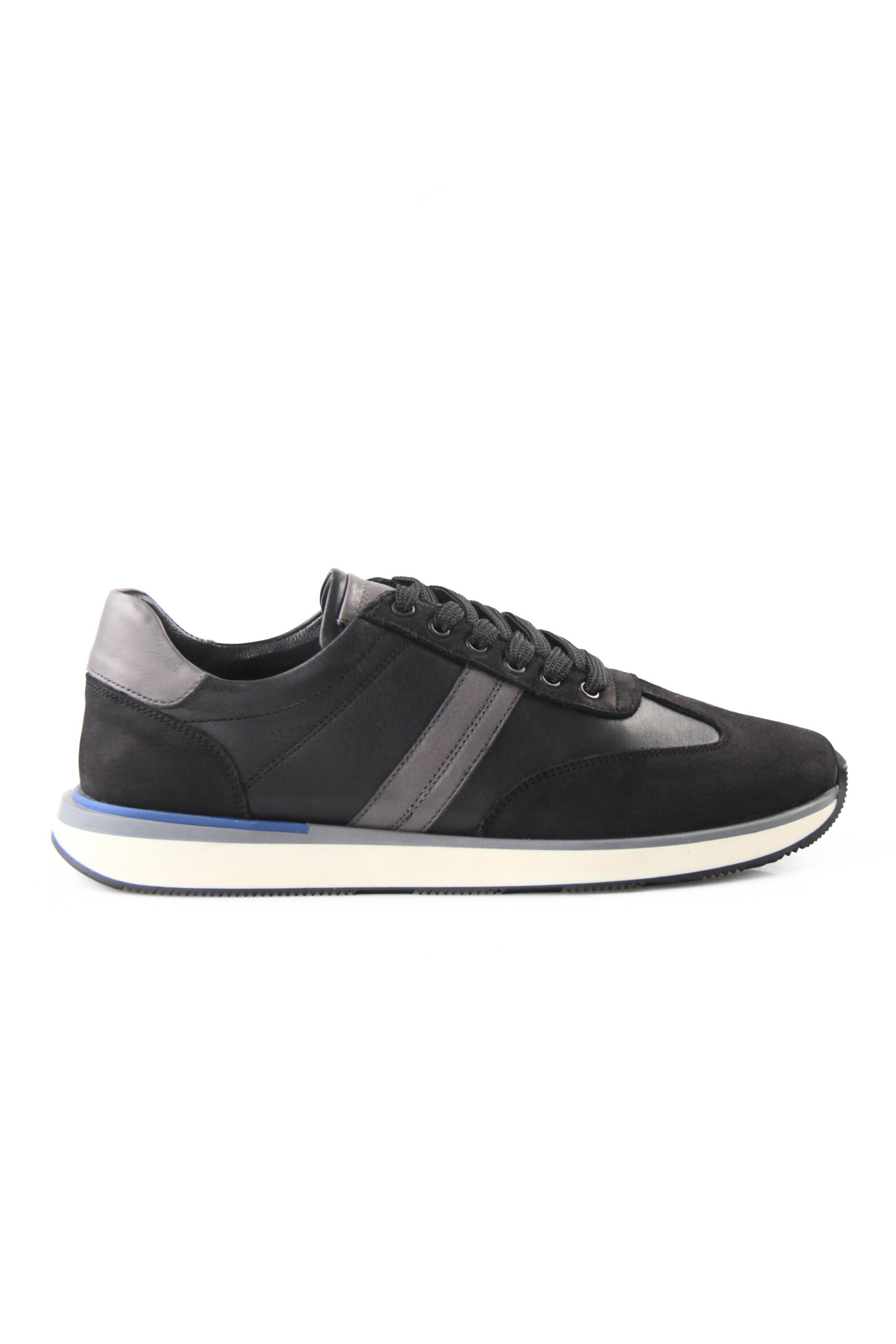 Tripy Hakiki Deri Erkek Bağcıklı Siyah Sneaker Luke
