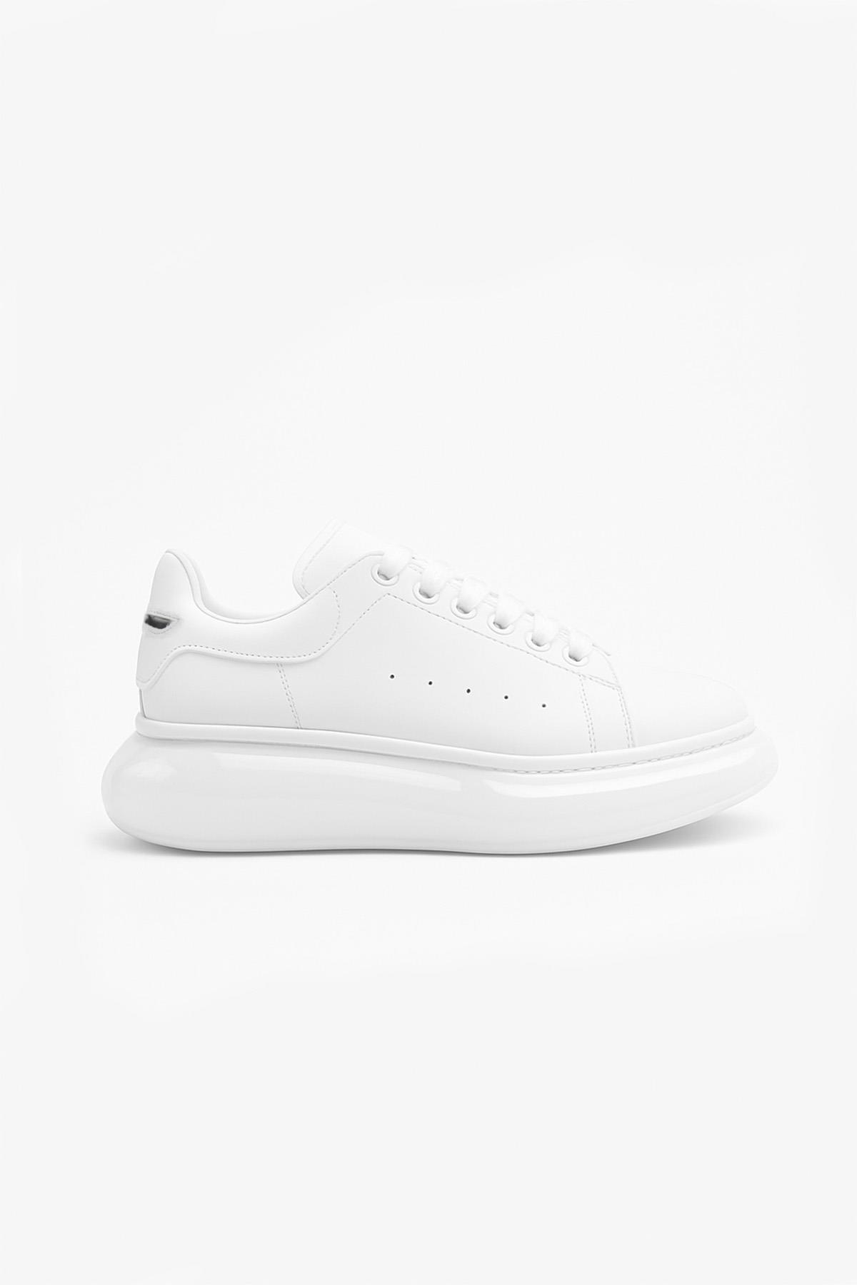 Tripy Hakiki Deri Erkek Beyaz Balon Taban Sneaker Ayakkabı George