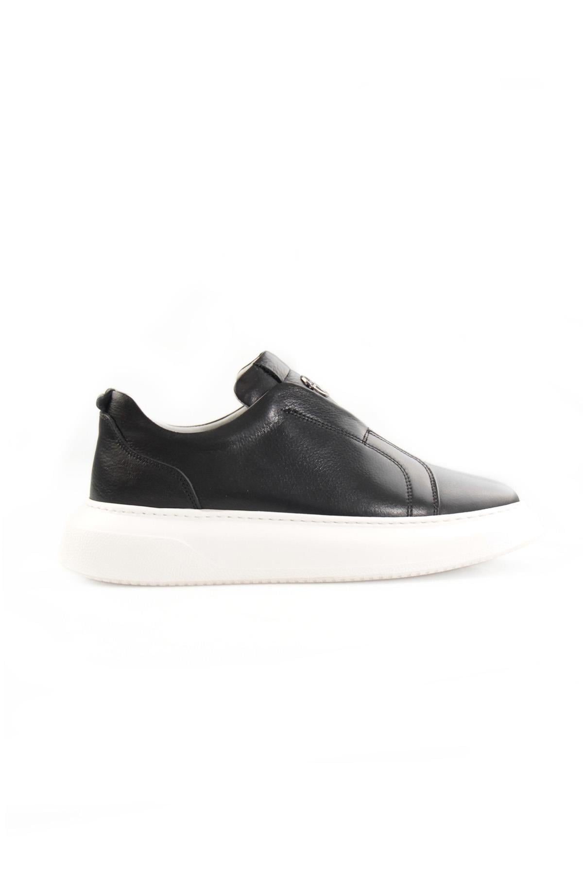 Tripy Hakiki Deri Erkek Siyah Sneaker Ayakkabı Jason