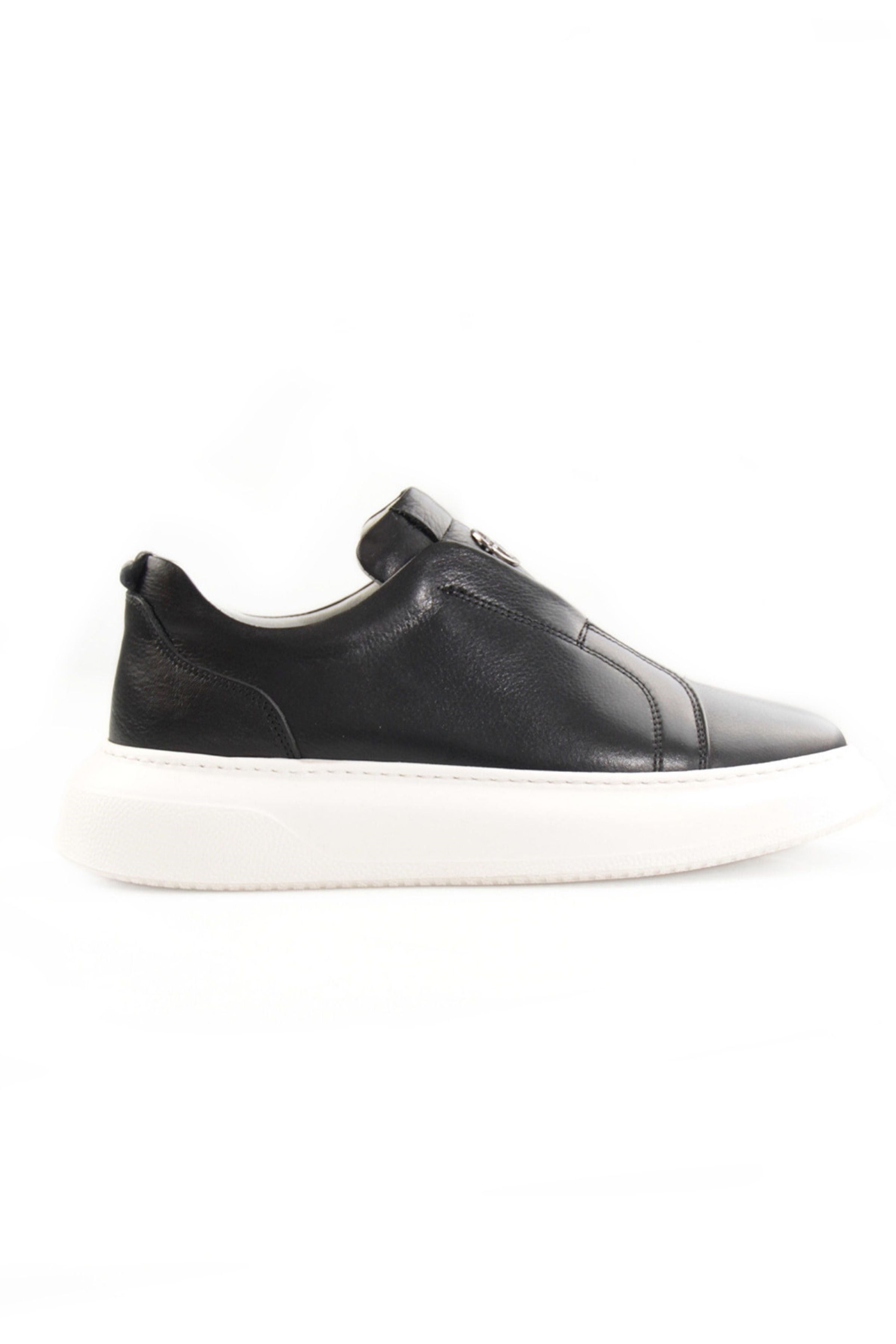 Tripy Hakiki Deri Erkek Siyah Sneaker Ayakkabı Jason