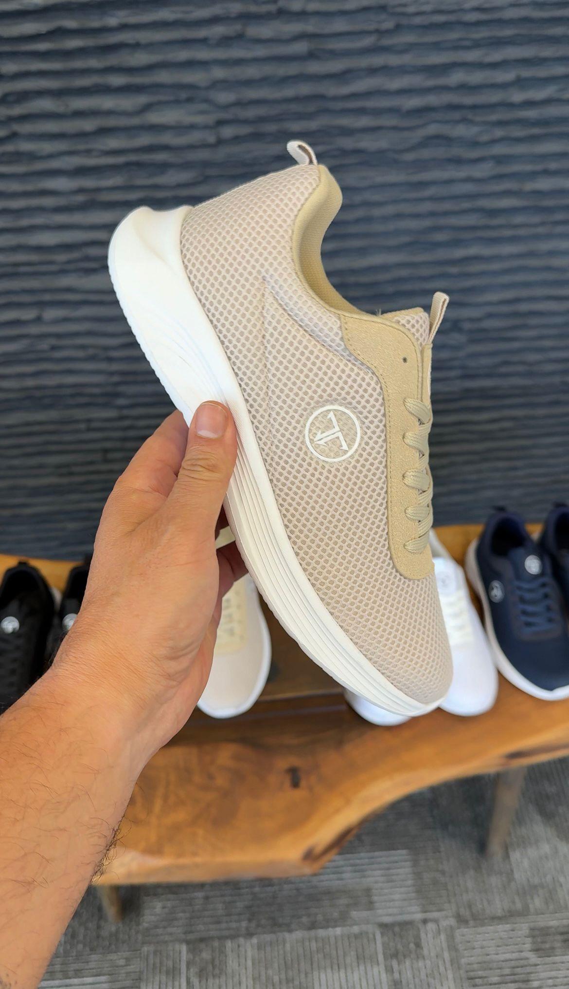 Tripy Streç Erkek Bağcıklı Bej Sneaker Spor Ayakkabı Woody