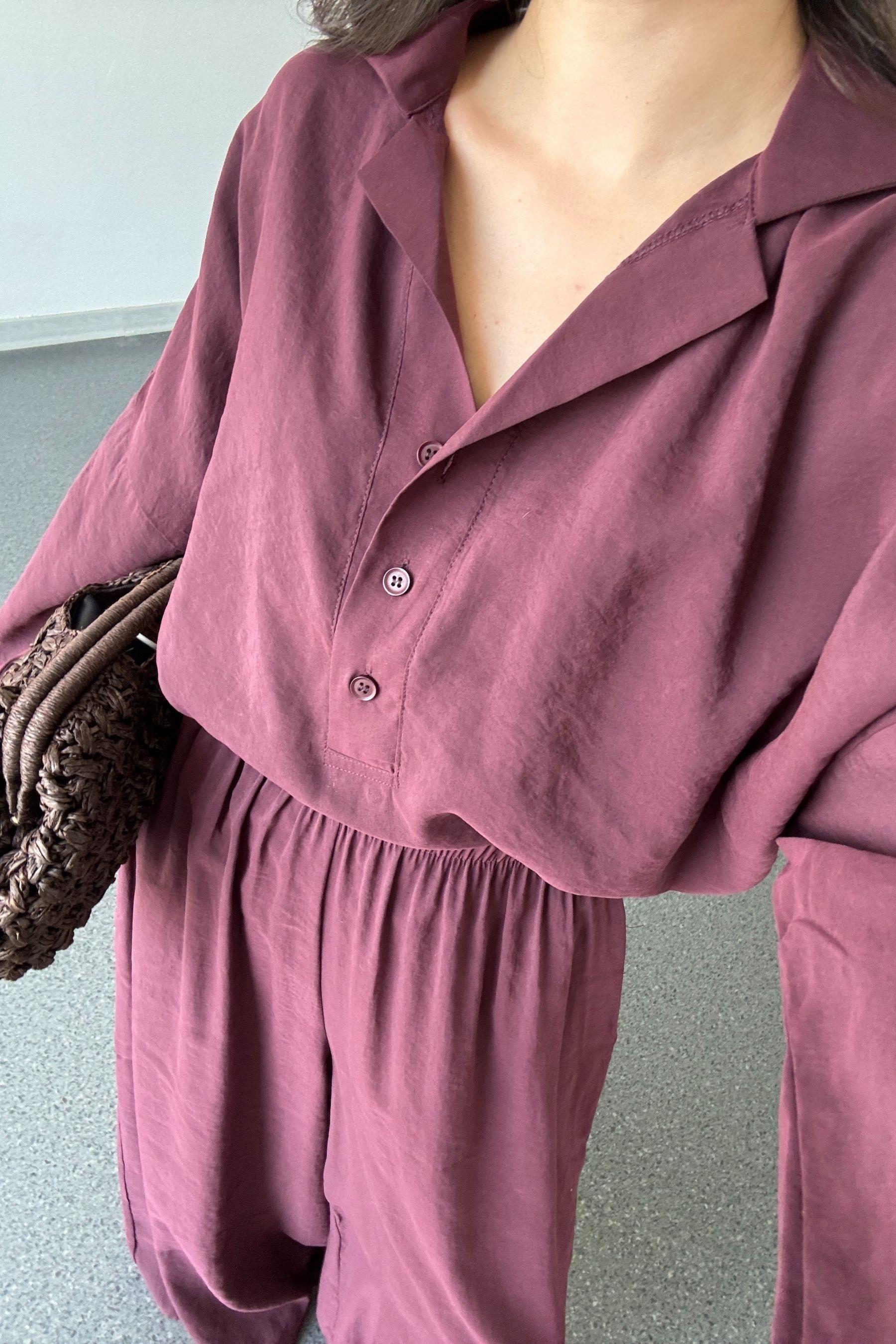 Abel Mürdüm Modal Bluz Pantolon Takım