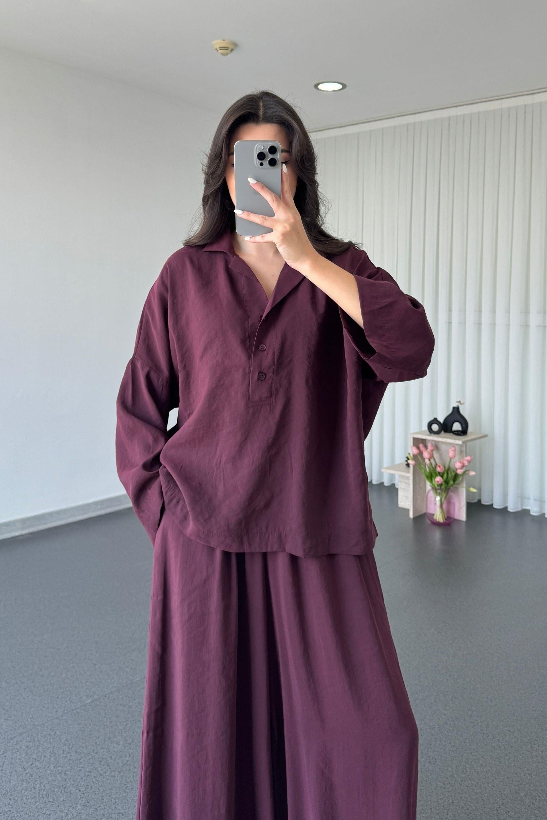Abel Mürdüm Modal Bluz Pantolon Takım