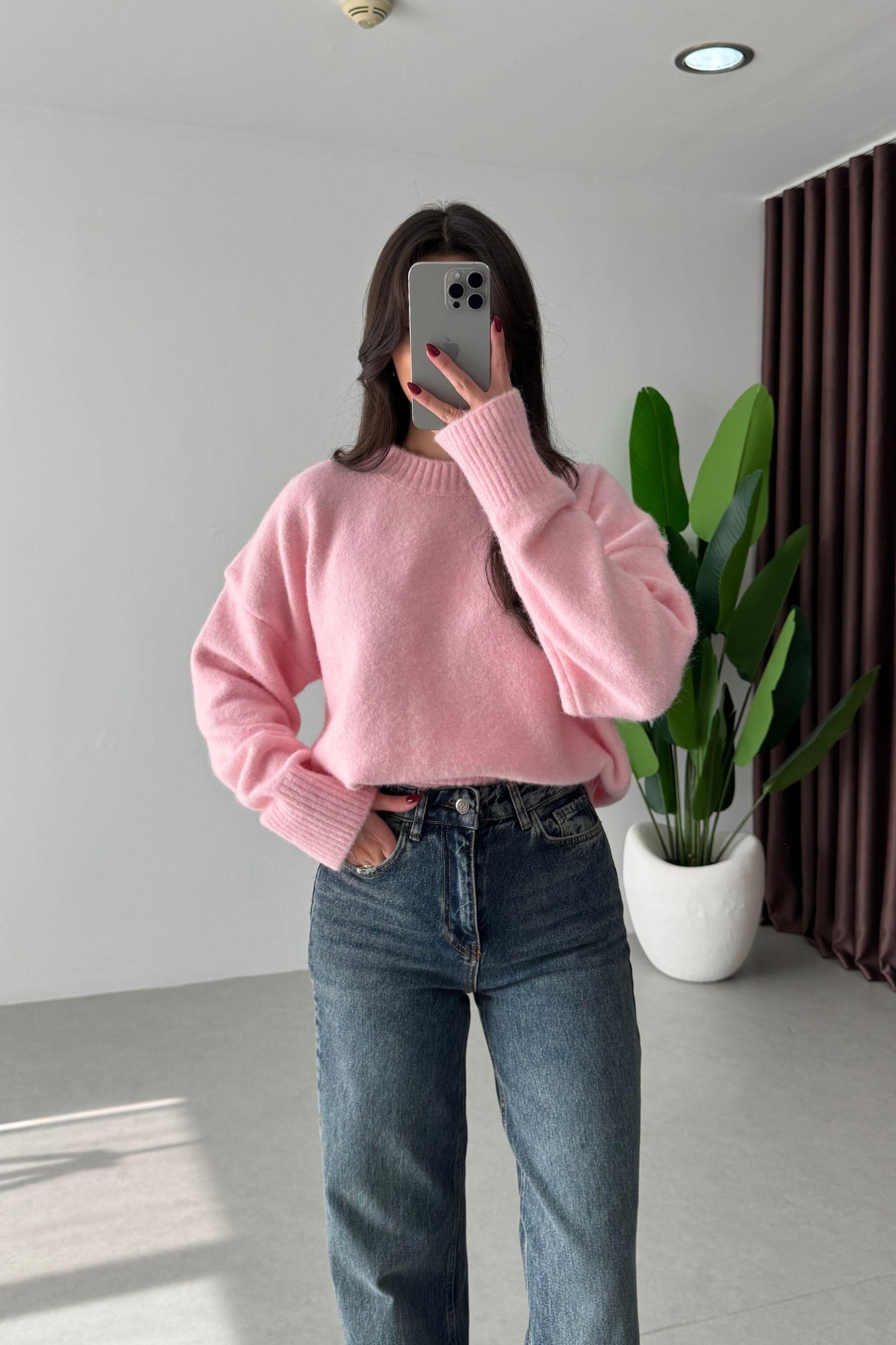 Arvel Pembe Yumuşak Dokulu Kazak